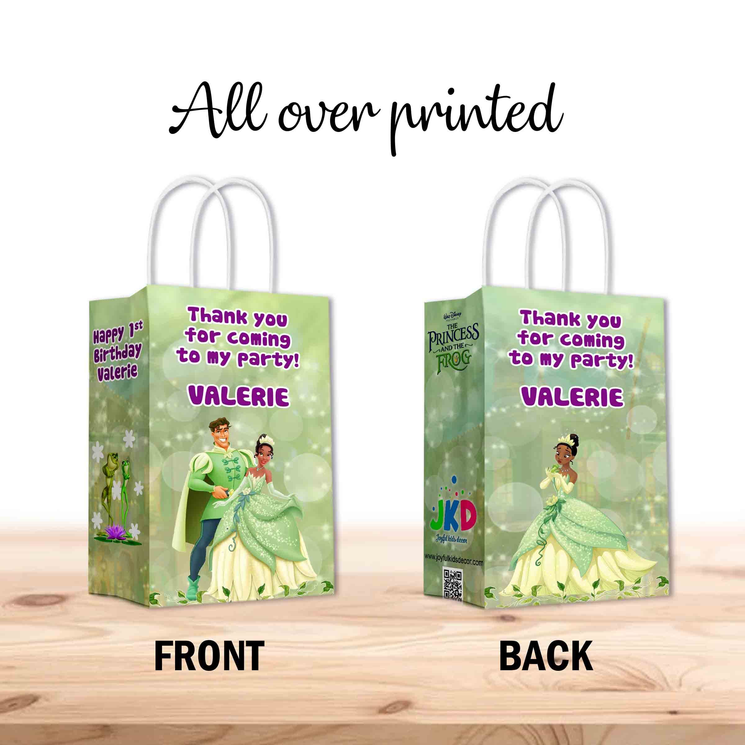 Disney Princess Tiana Party Favor Bags with Handles - 12 Pack Kids Birthday Party Supplies for Girls, Gift Bags for Birthday, Baby Shower & Special Events