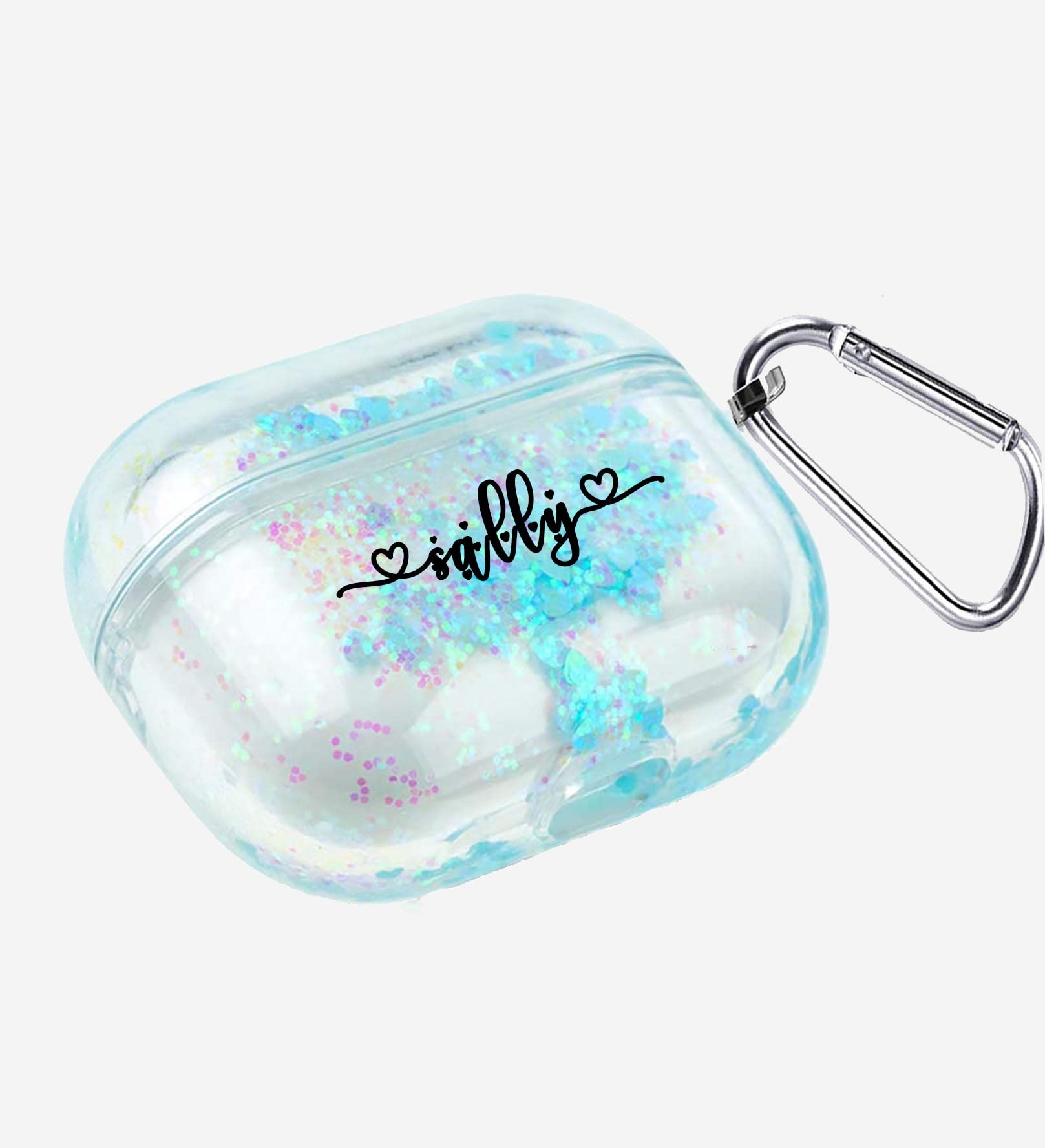 Custom Blue Glitter AirPods Pro Case with Keychain - Liquid Quicksand Protective Cover for AirPods 3 - Personalized Name Engraving Gift for Men & Women - Perfect for Travel, Workouts, and Everyday Use