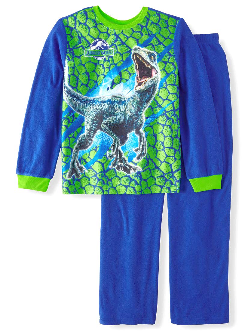 AME Jurassic World Blue Velociraptor 2-Piece Flannel Pajama Set for Kids - Soft & Cozy Dinosaur Themed Sleepwear for Boys & Girls - Perfect for Movie Nights, Sleepovers & Holiday Gifts