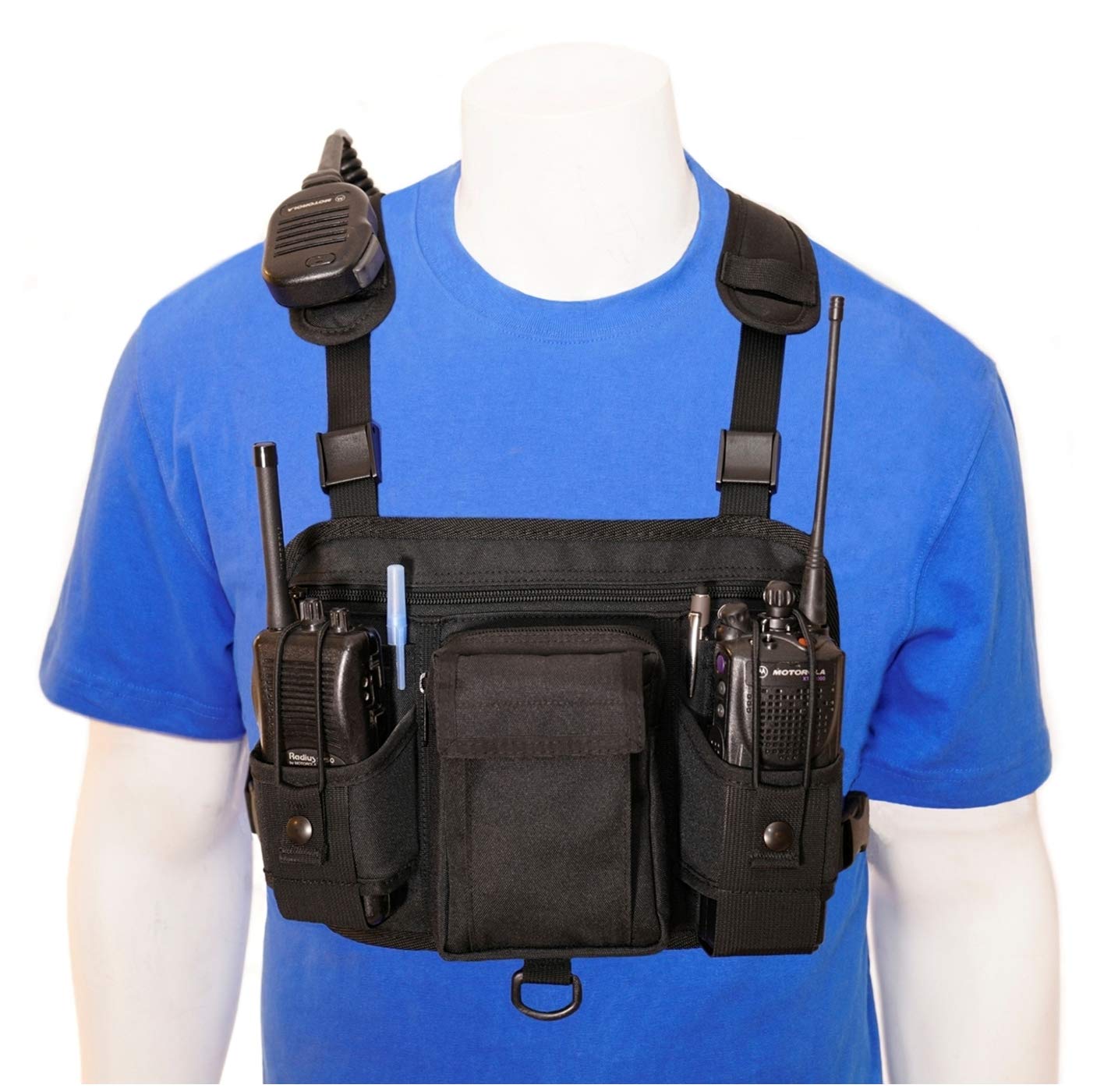 RCH-601D Adjustable Double Radio Chest Harness Shoulder Holster - Fits 4.75