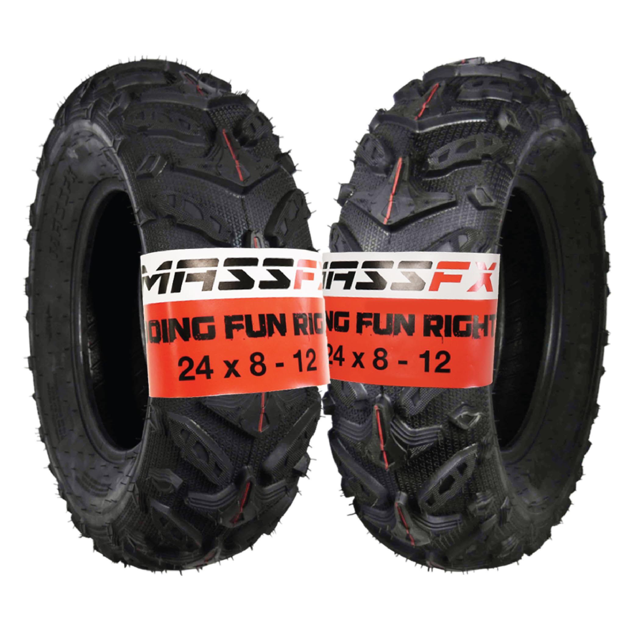 **MASSFX Grinder 24x8-12 Front ATV Tire – 6-Ply All-Terrain Off-Road Tires with Chip & Tear Resistance, Micro Tread Technology for Soft & Hard Pack Ground (2 Pack) – Ideal for Trail Riding, Mudding & Off-Road Adventures**