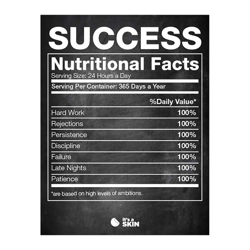 IT'S A SKIN Success Nutrition Facts Poster - Motivational Wall Art for Home, Bedroom & Kitchen Decor