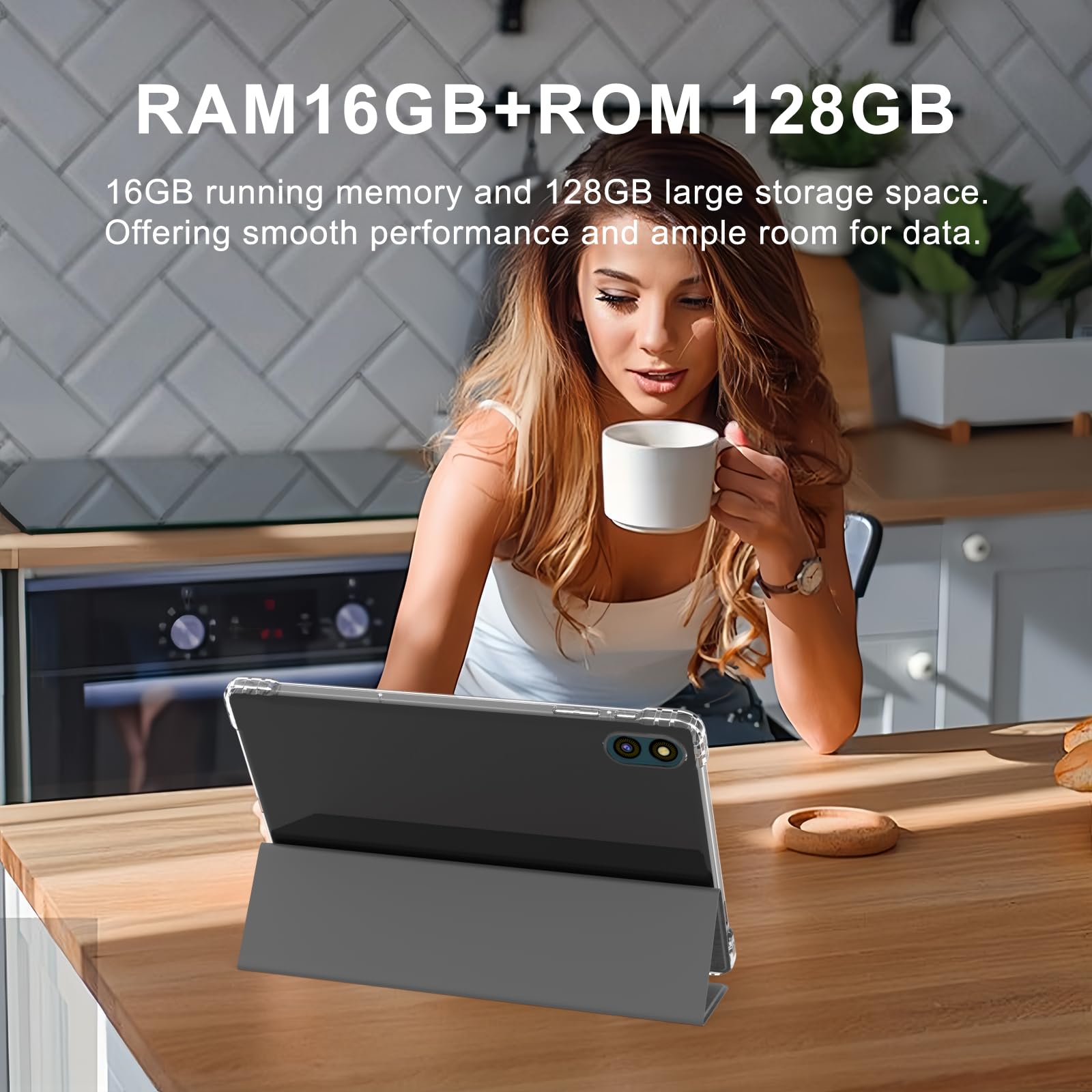 11 Inch Android 14 Tablet with 16GB RAM & 128GB ROM (Expandable to 1TB) - Octa-Core Processor, HD Full Screen, 8000mAh Battery, Dual Stereo Speakers, WiFi 6 & BT 5.0, Dual Cameras - Perfect for Work, Study, and Entertainment