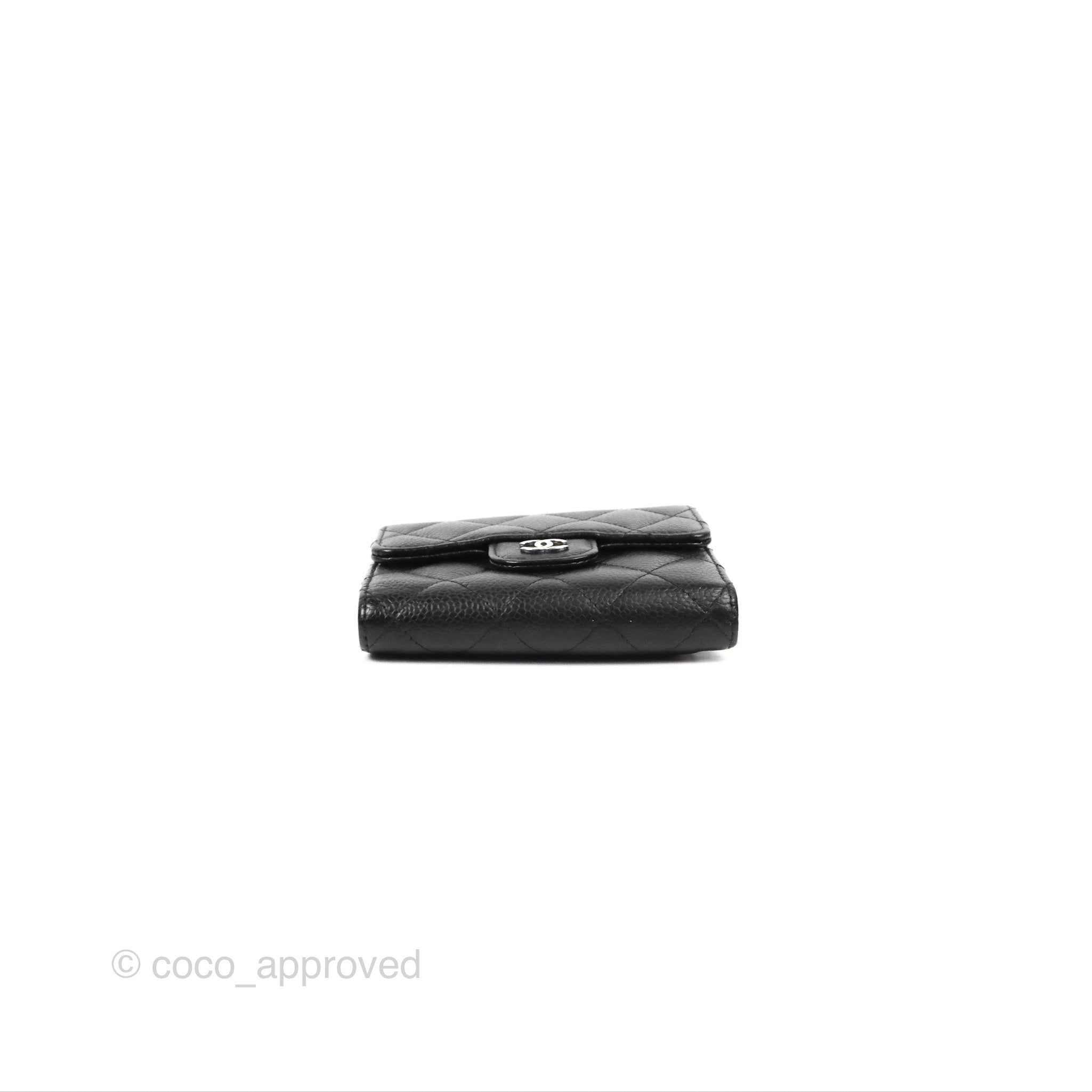 Chanel Classic Flap Wallet Black Caviar Leather with Silver Hardware - Luxury Designer Wallet for Women, Perfect for Everyday Use & Special Occasions