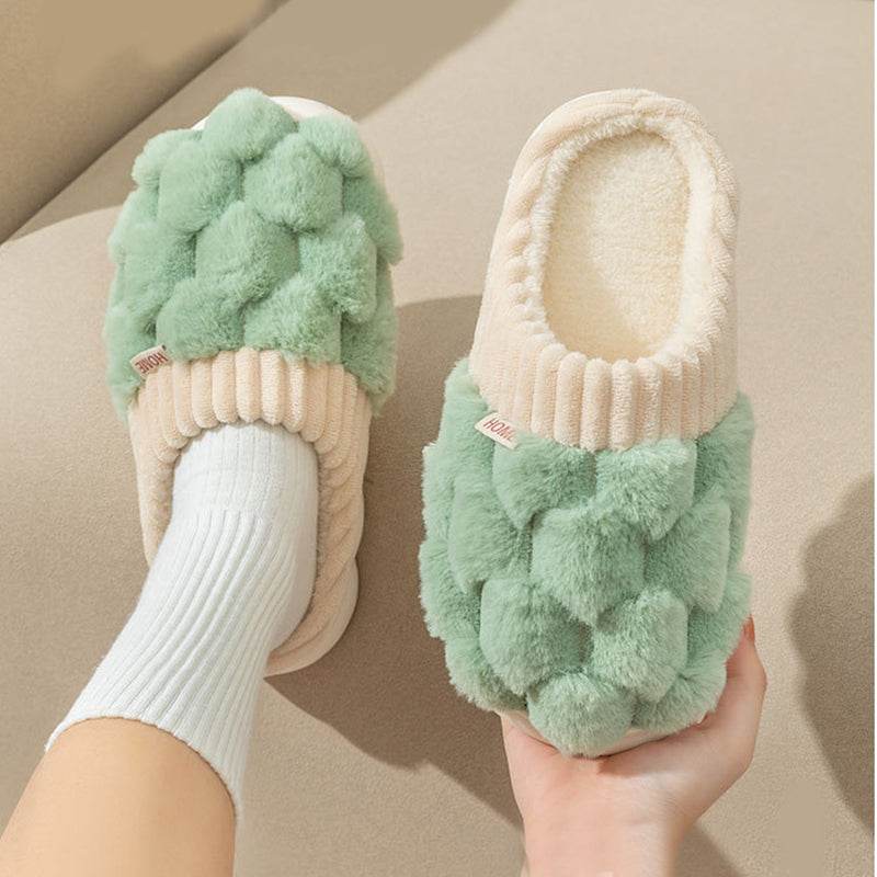 Honeycomb Fluffy Plush Slippers for Women & Men - Ultra Soft Warm Indoor House Slippers with Non-Slip Sole - Perfect for Winter, Home, Office & Lounge Wear