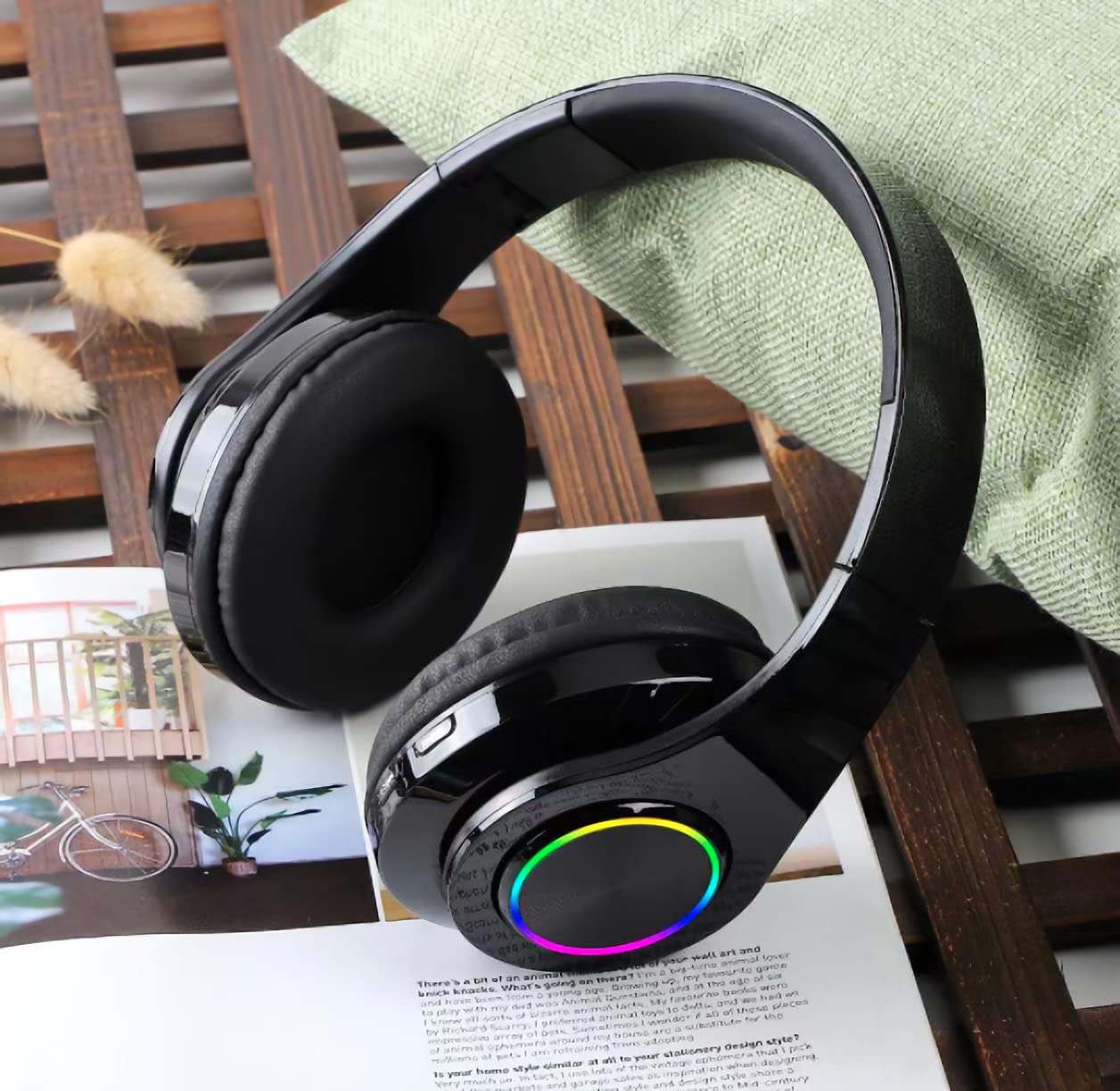 MUARRON Bluetooth 5.0 Wireless Over Ear Headphones with Microphone - HiFi Stereo Sound, Foldable Design for Travel, Music & Calls (Black) | Perfect for Commuting, Workouts & Home Office Use