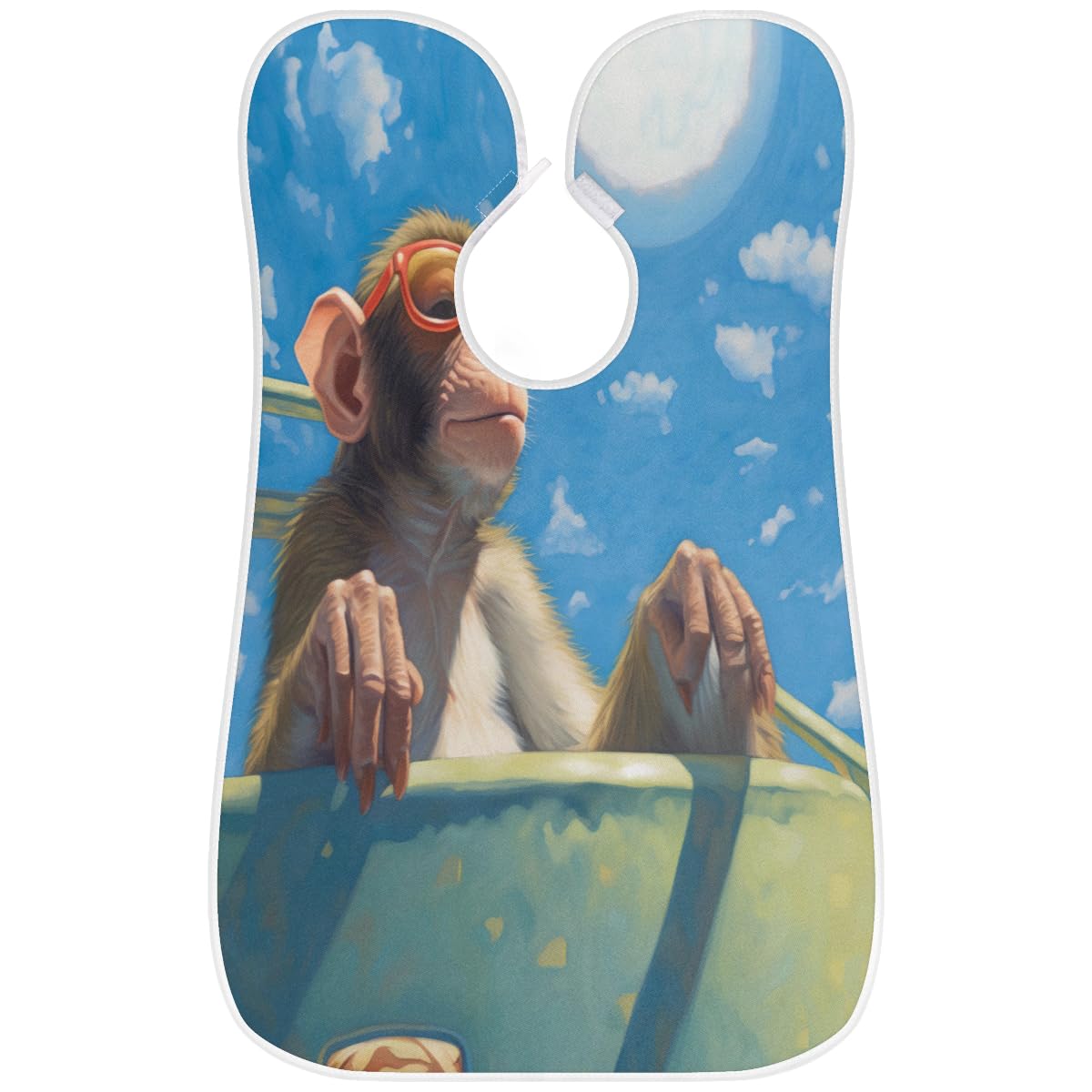 Men's Cute Monkey Pattern Shaving Bib - Waterproof Beard Trimming Apron for Hair Dye & Makeup Artists - Sink Hair Catcher with Adjustable Neck Strap - Perfect Gift for Barbers & Grooming Enthusiasts (Great for Home Salon, Barber Shops & DIY Haircuts)