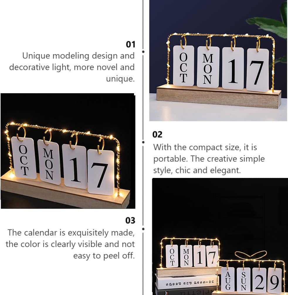 Wooden Perpetual Calendar 2024-2025 - Metal Standing Desk Calendar with Monthly/Weekly Planner - Elegant Home & Office Decor for Kitchen, Study or Workspace - White Paper Design for Daily Planning & Organization