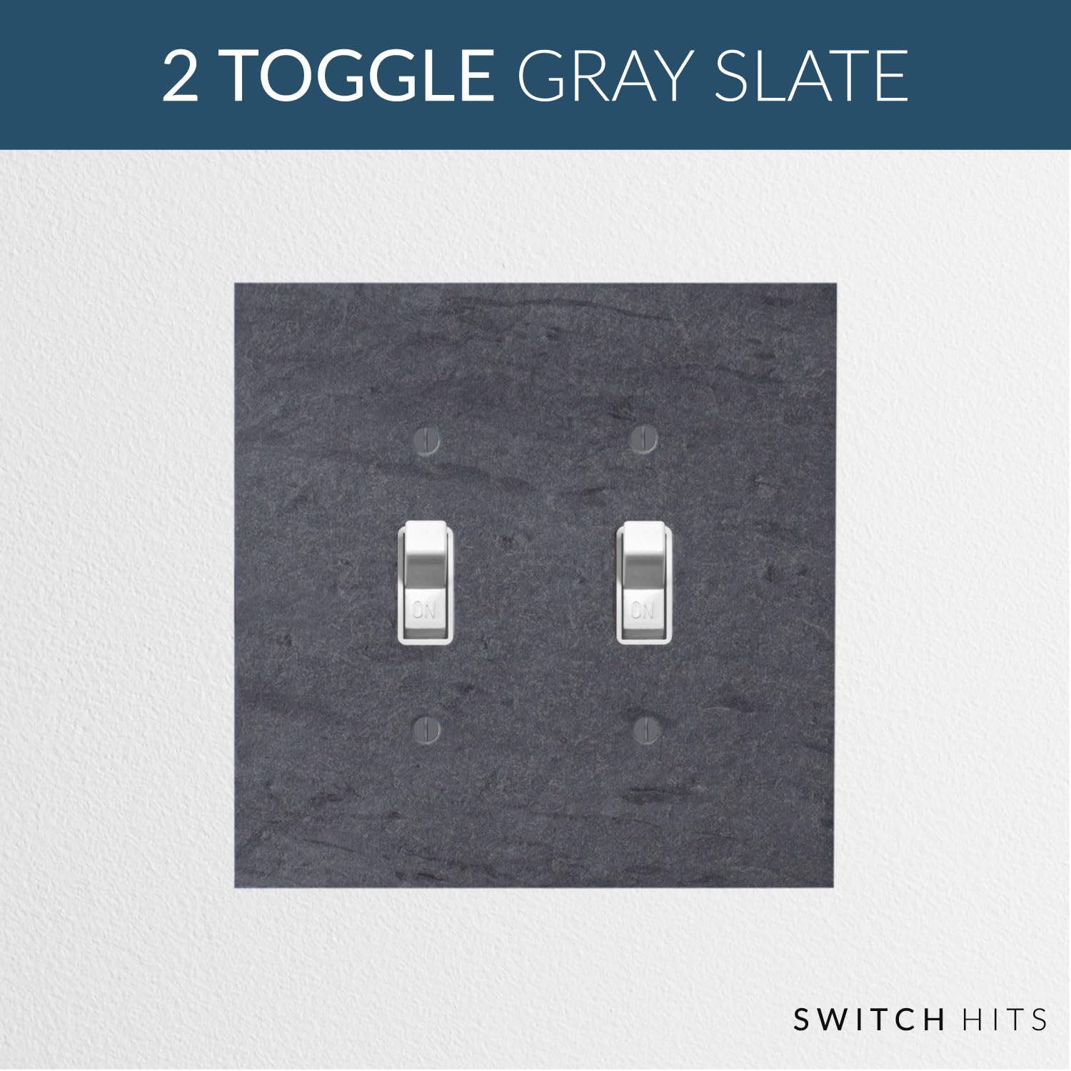 Decorative Vermont Slate Gray Electrical Switch Plate Cover - 2 Gang Double Toggle Outlet Wall Plate (5