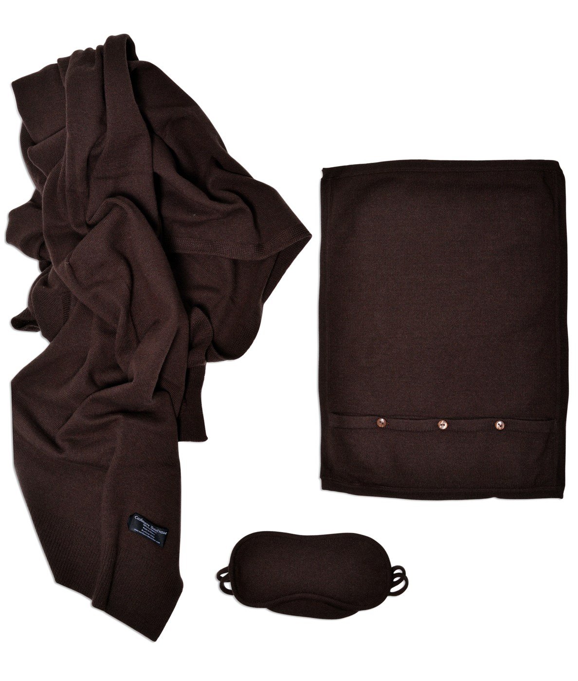 Luxury 100% Pure Cashmere Travel Set - 3-in-1 Soft Cashmere Blanket, Sleep Mask & Pillow Case for Airplane, Car & Home - Premium Winter Accessories Gift for Women & Men