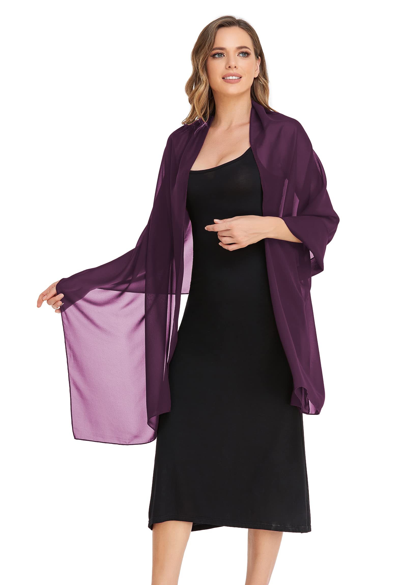 Elegant Sheer Chiffon Shawls for Women - Soft Silky Wedding Bridal Wraps & Evening Dress Scarves - Perfect for Formal Events, Date Nights, and Special Occasions
