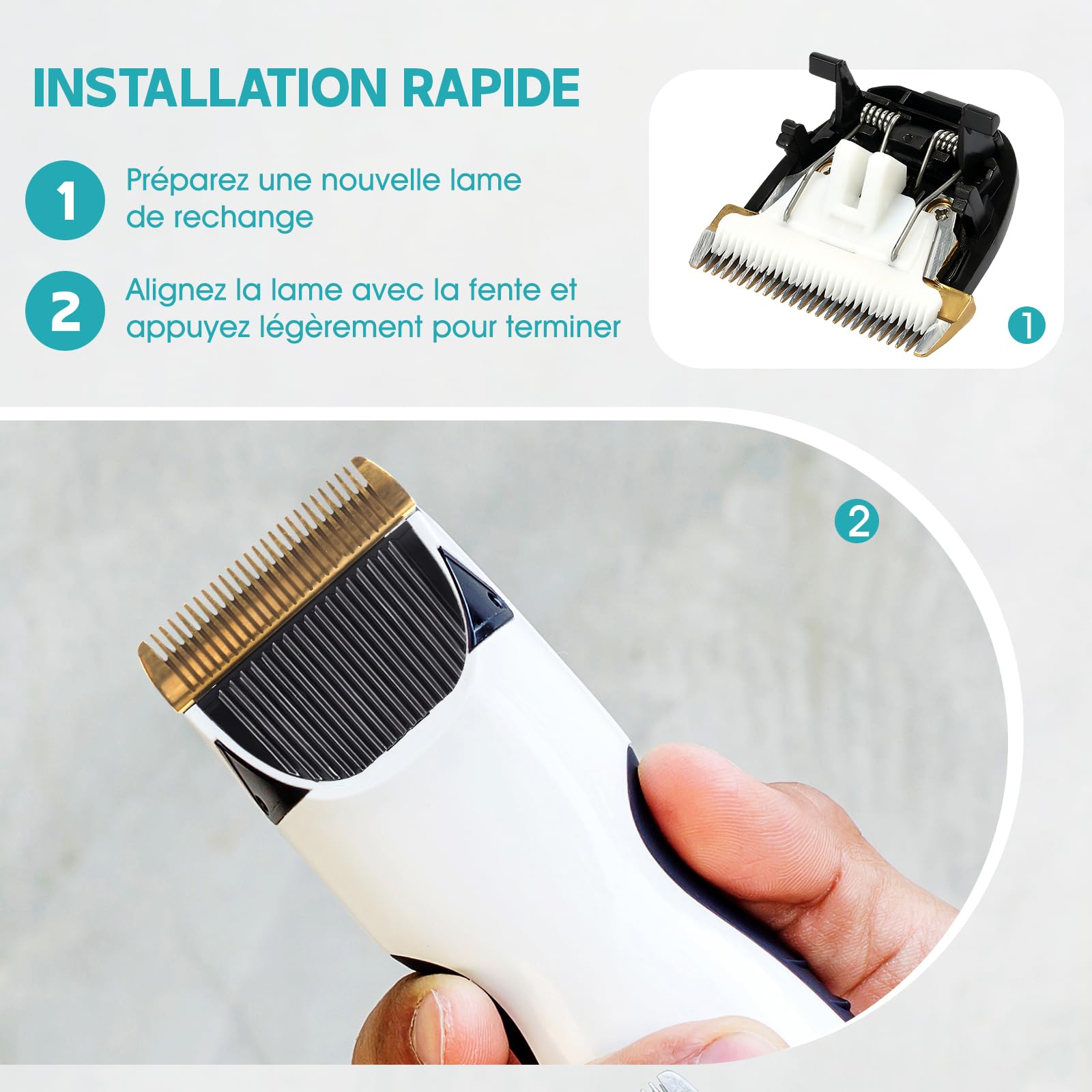 Professional 24-Tooth Ceramic Hair Clipper Replacement Head - Barber Grade Hair Cutting Blade for Home & Salon Use - Perfect for Fades, Buzz Cuts & Beard Trimming
