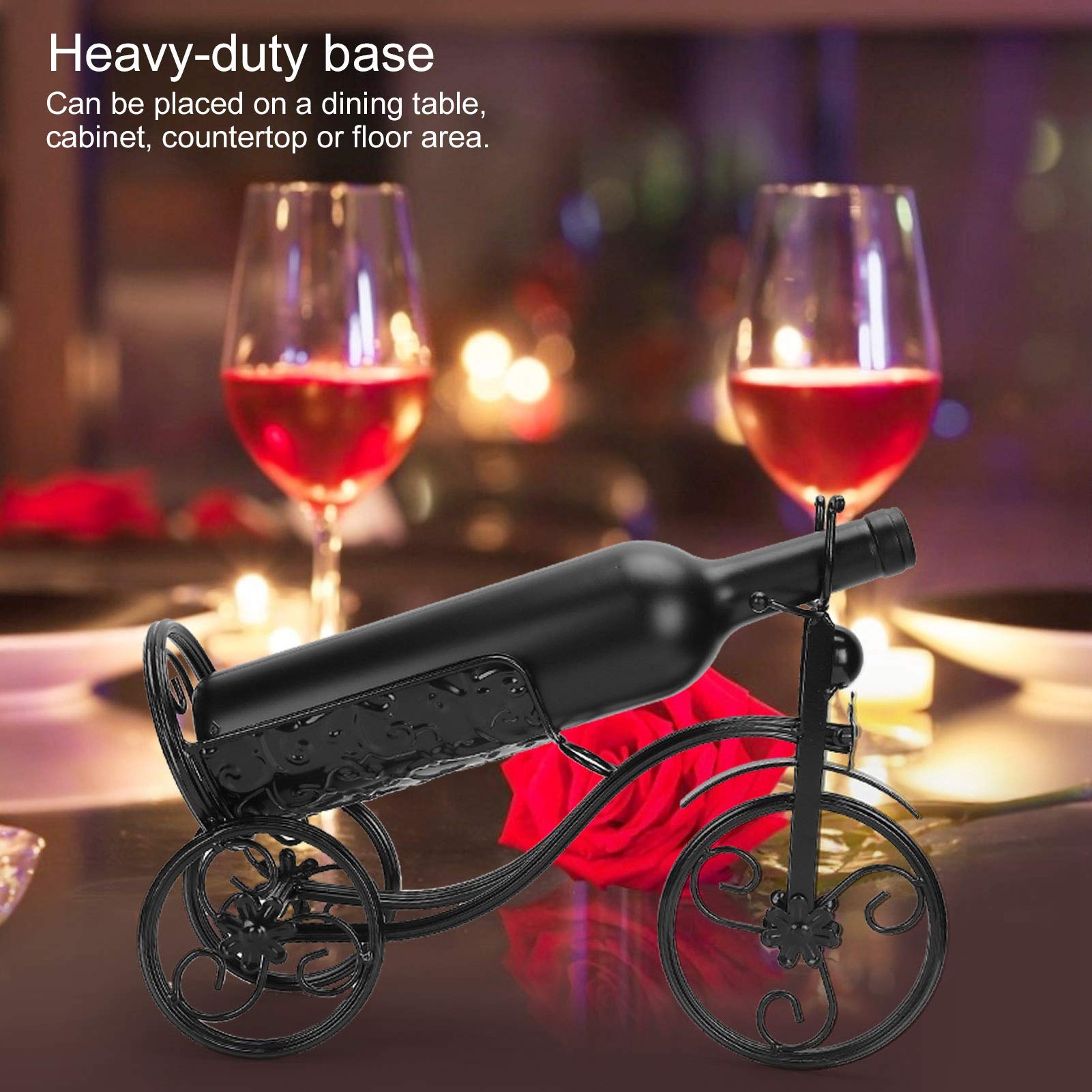 Tricycle-Shaped Countertop Wine Rack - Single Bottle Metal Holder for Wine Display & Storage | Perfect for Wine Cellar, Bar Cabinet, Kitchen Counter & Home Decor