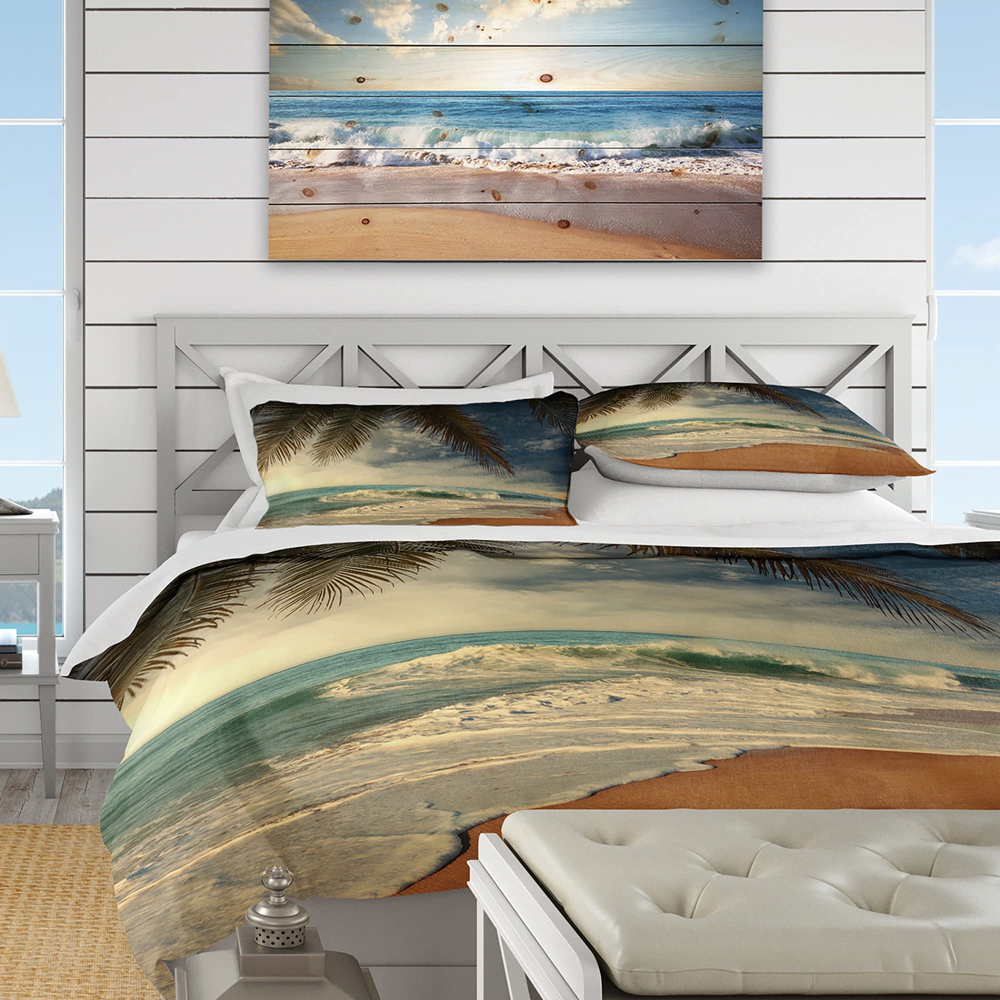 Tropical Beach Duvet Cover Set King - Coastal Bedding for All Seasons