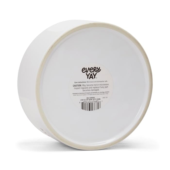 EveryYay Ceramic Cat Bowl - 3 Cup Capacity, Durable & Stylish Pet Food Dish for Cats - Perfect for Wet/Dry Food, Water, and Treats at Home or Travel