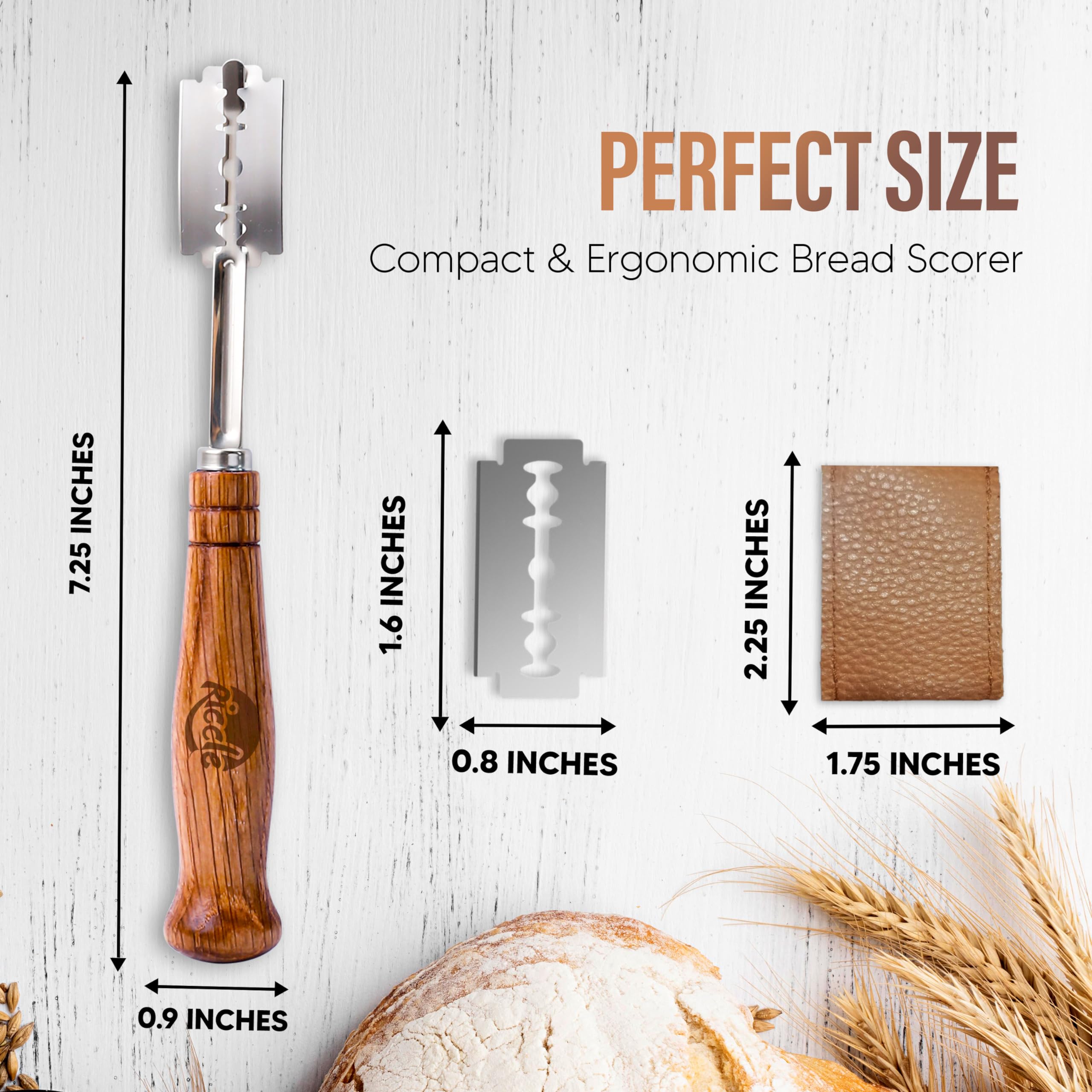RICCLE Bread Lame Slashing Tool - Professional Dough Scoring Knife with 15 Stainless Steel Razor Blades & Protective Storage Cover - Perfect for Artisan Bread Baking, Sourdough Scoring, and Pastry Making