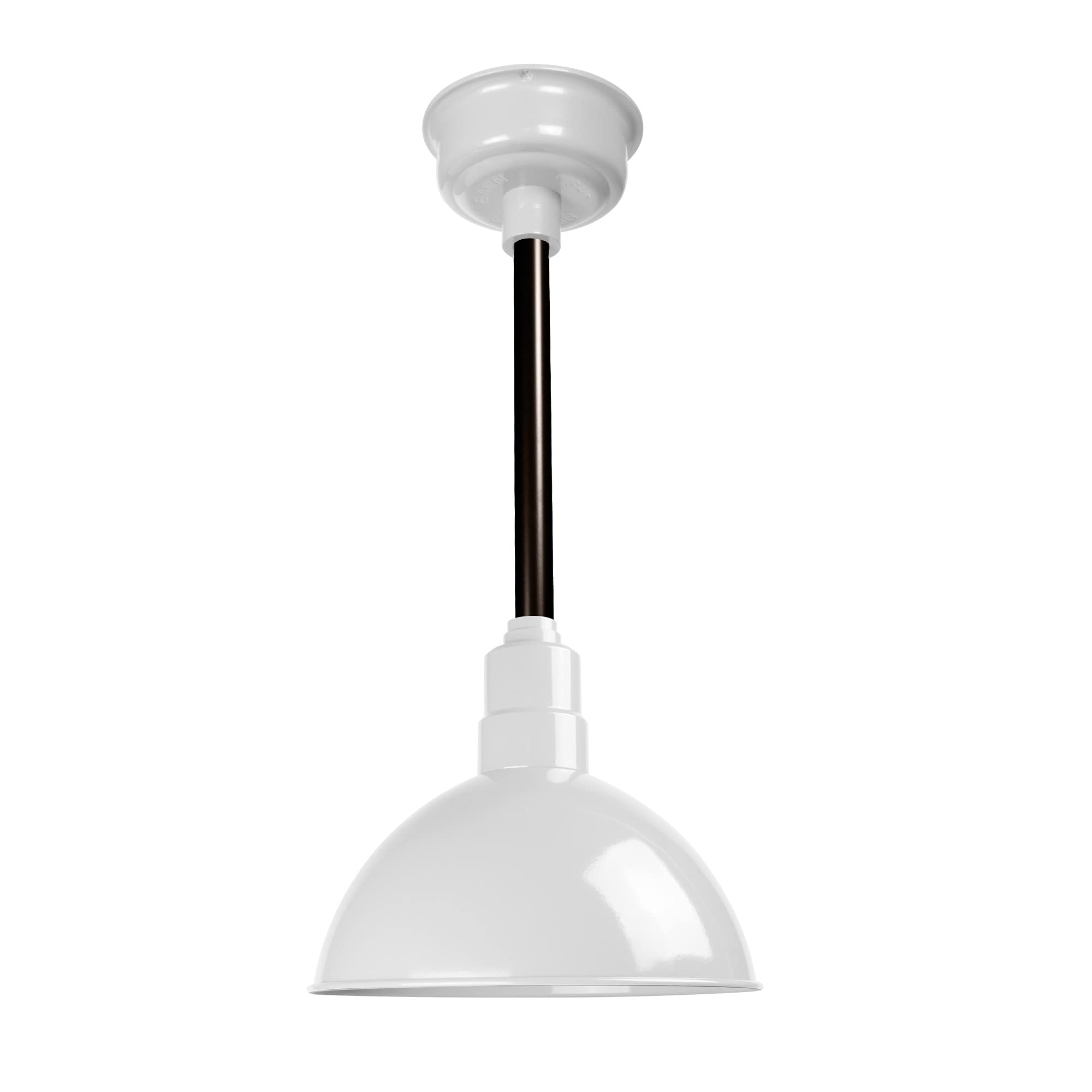 Cocoweb 14 Inch Blackspot LED Hanging Farmhouse Light - White Finish with Mahogany Bronze Down Rod - Perfect for Kitchen Island, Dining Room, and Entryway Lighting