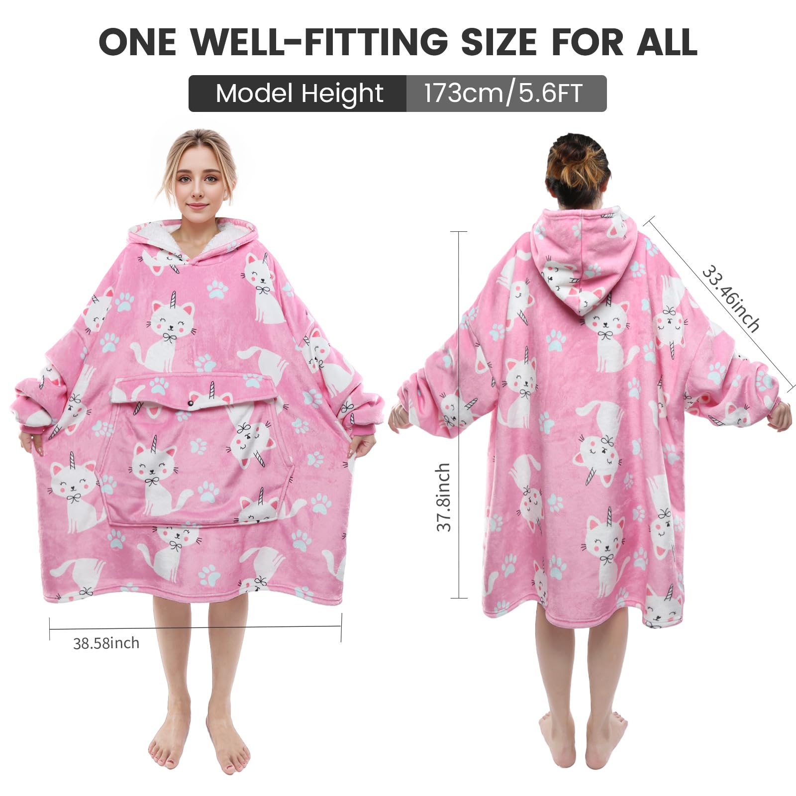 Cozy IvyH Oversized Hoodie Sweatshirt Blanket - Soft Sherpa Wearable Blanket with Stylish Print - Perfect Mother Daughter Gift for Movie Nights & Winter Lounging