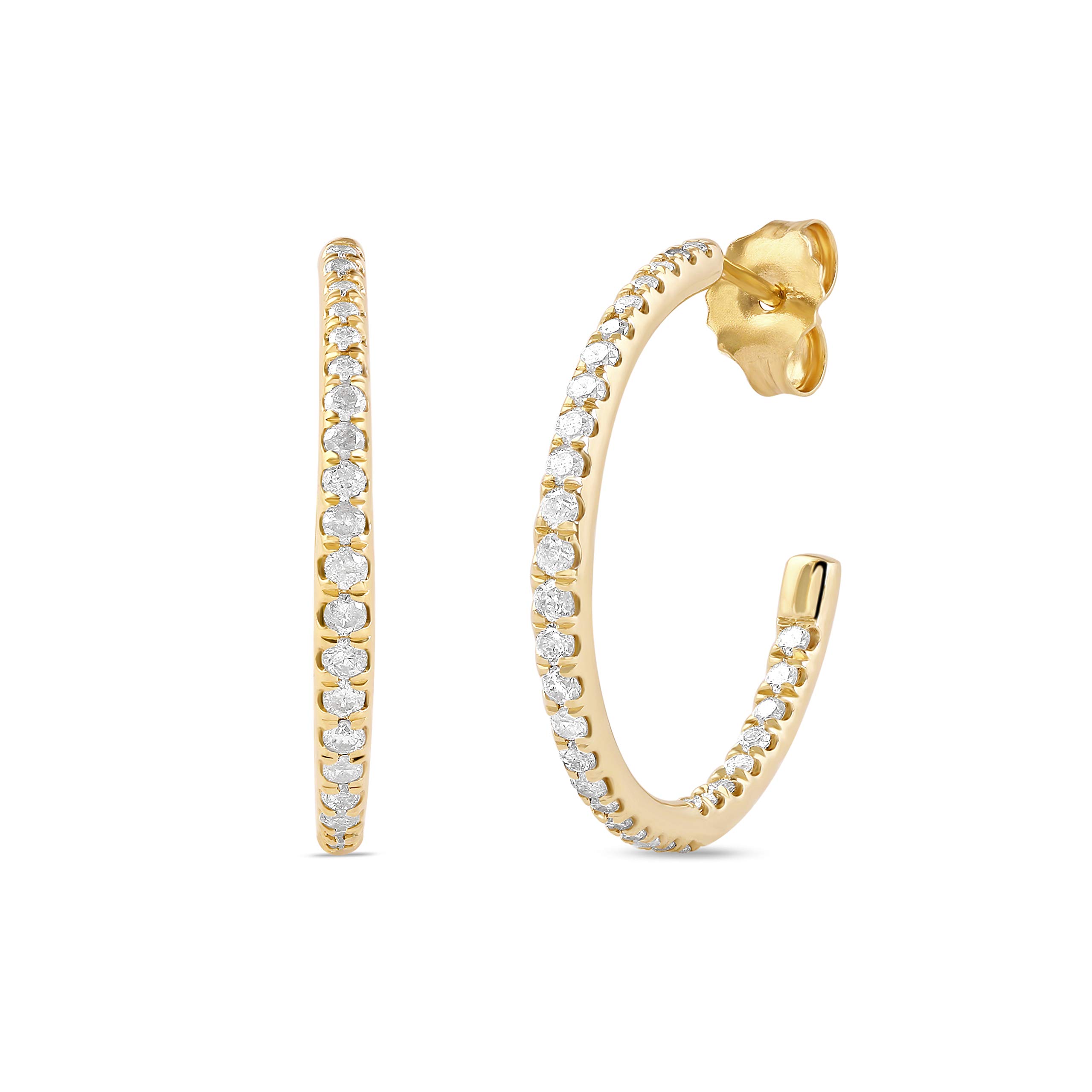 10K Gold 1/2 CT.TDW Diamond Hoop Earrings for Women - Elegant Everyday & Special Occasion Jewelry Gift for Her, Girlfriend, Wife by Labella