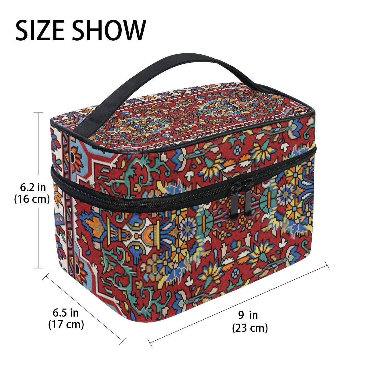 Stylish Mosaic Oriental Cosmetic Bag for Women - Waterproof Travel Makeup Train Case with Mirror | Perfect for Travel, Gym, and Daily Beauty Storage Organizer