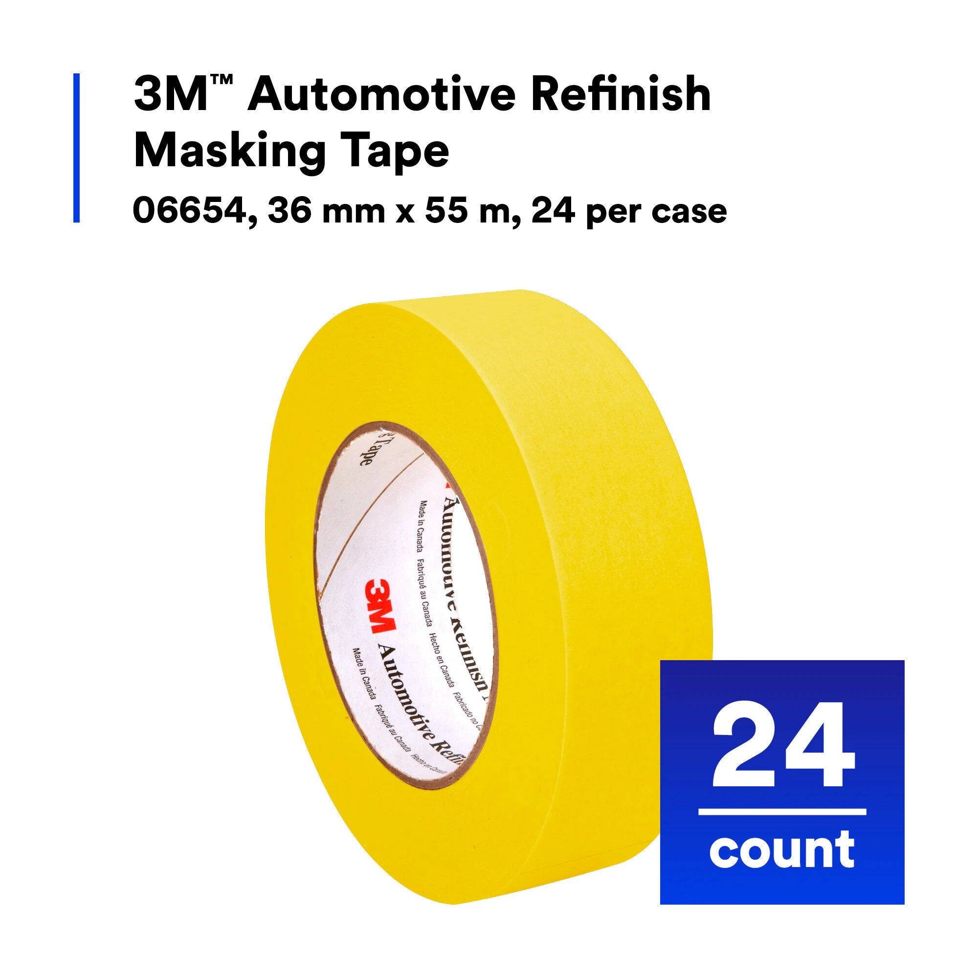 3M Automotive Refinish Masking Tape 36mm x 55m - High Temperature Resistant Painters Tape for Car Bodywork, DIY Projects & Professional Auto Painting - Perfect for Detailing, Custom Paint Jobs & Vehicle Restoration