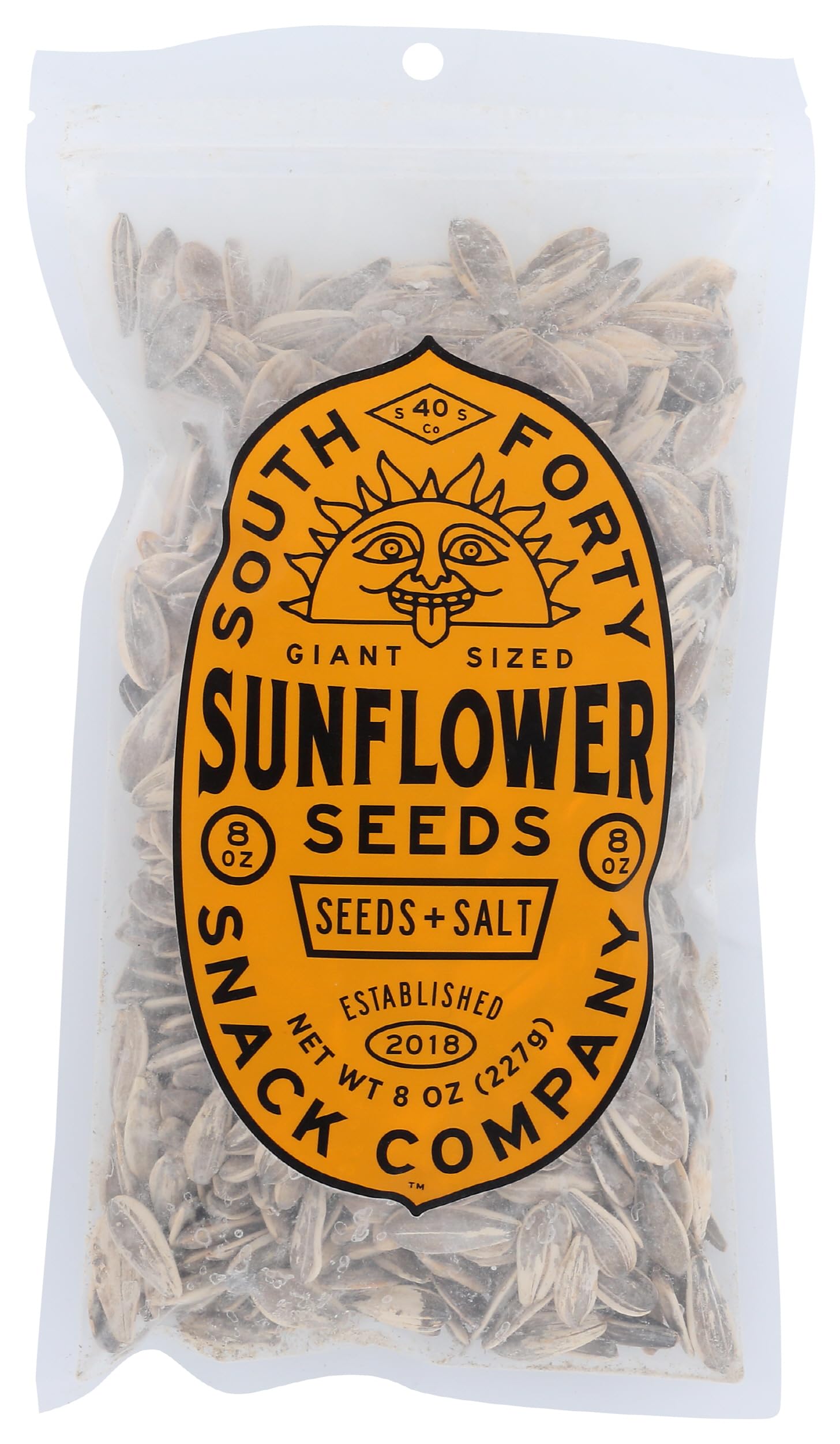 SOUTH 40 SNACKS Giant Salted Sunflower Seeds - 8oz Resealable Bag | High Protein Healthy Snack for Road Trips, Baseball Games & Outdoor Activities