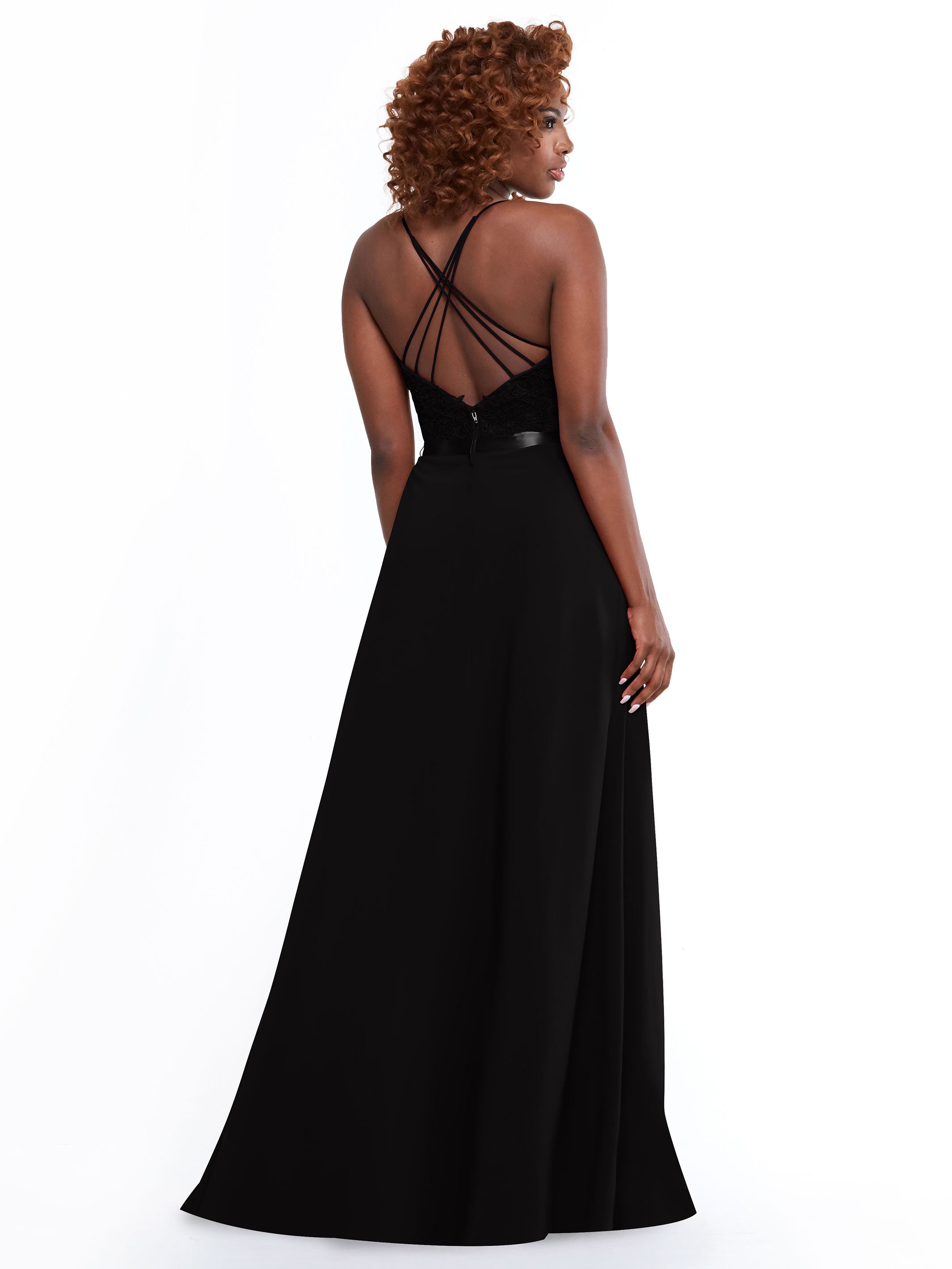Elegant A-Line Stretch Chiffon Bridesmaid Dress with Lace Bodice & Sash - Perfect for Weddings, Formal Events & Special Occasions