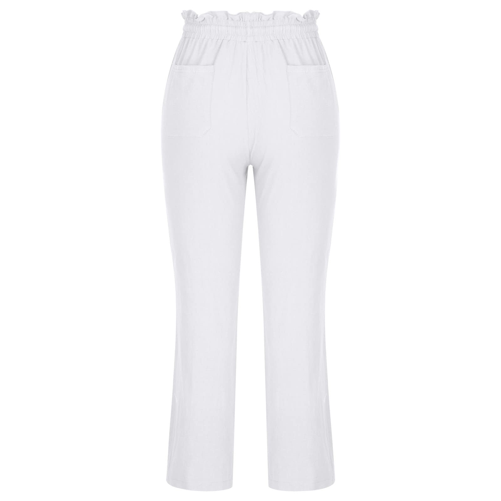 Women's Palazzo Pants - Elastic Waist Cotton Linen Lounge Pants with Drawstring | Flowy Casual Trousers for Summer | Perfect for Yoga, Beach, and Boho Fashion Outfits