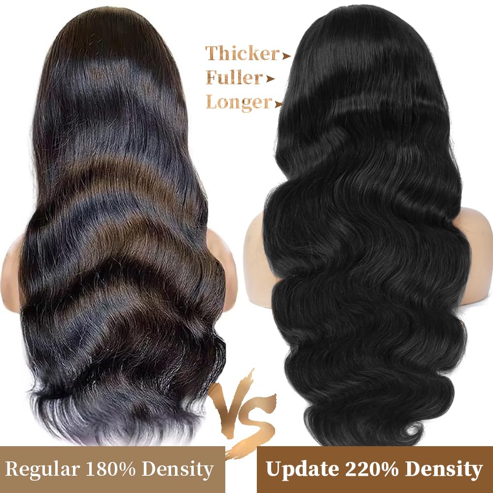 30 Inch Brazilian Virgin Human Hair Lace Front Wig - 200% Density 13x6 HD Transparent Pre-Plucked Glueless Body Wave Wig for Women (Natural Black) | Perfect for Daily Wear, Parties, Cosplay & Special Occasions