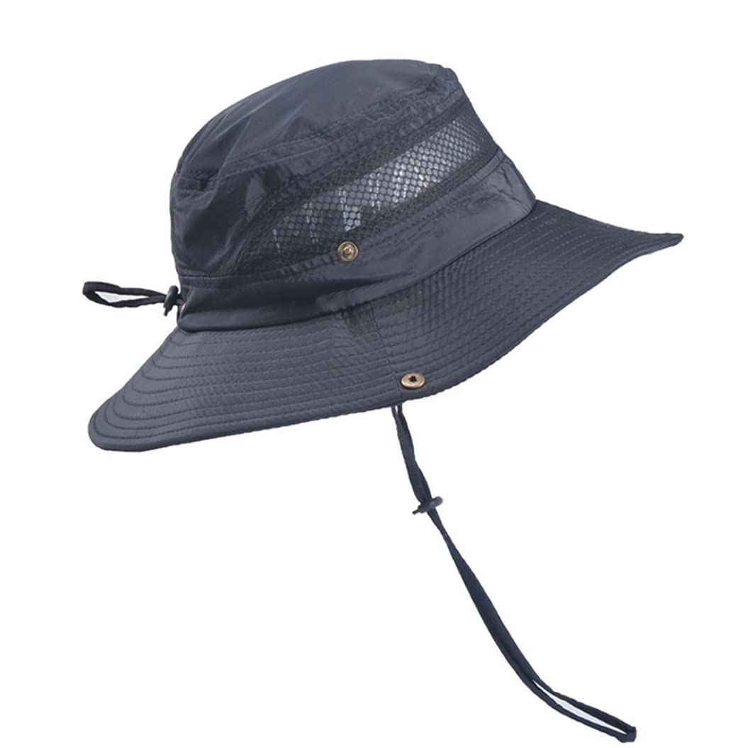 Quick Dry Sun Protection Boonie Hat - Breathable Adjustable Bucket Cap for Men, Fishing & Outdoor Activities - UPF 50+ UV Protection - Dark Grey - Ideal for Hiking, Camping, Beach and Summer Adventures