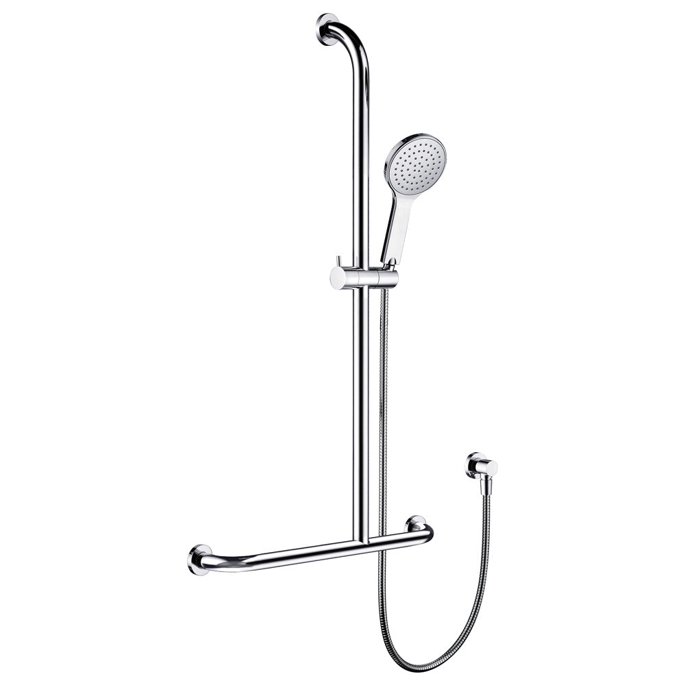 Fienza 444113RH Luciana Care Chrome Right Hand Inverted T Rail Shower Door Handle - Modern Bathroom Hardware for Sliding Glass Shower Enclosures