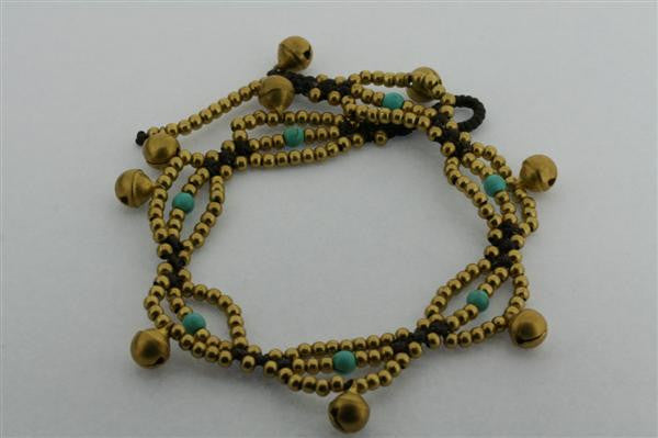 Turquoise Bell Bead Anklet - Boho Chic Ankle Bracelet for Women - Perfect for Beach, Festival, and Summer Outfits
