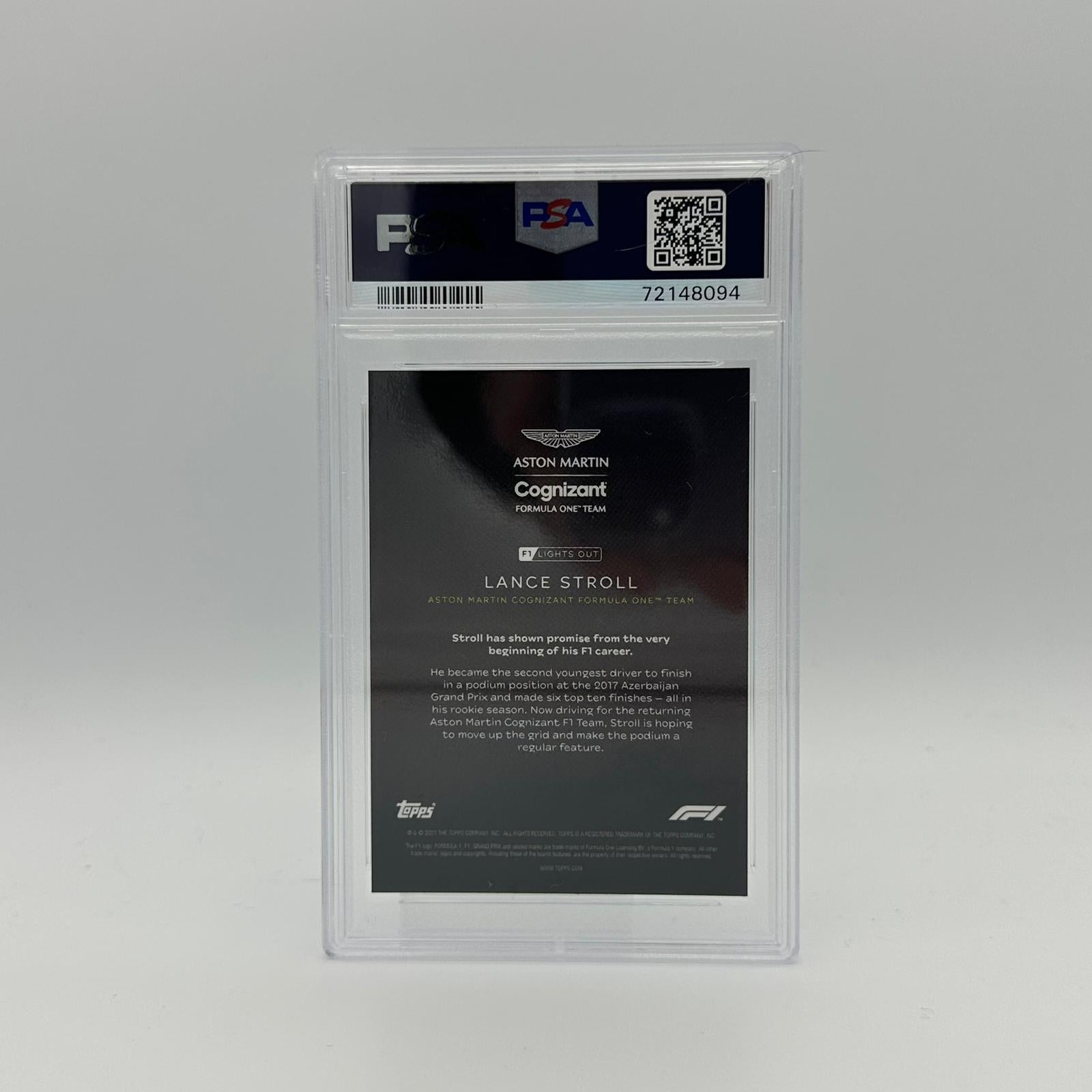 PSA 9 Graded 17/50 Lance Stroll 2021 Formula 1 Drivers Aqua Parallel Trading Card - Perfect for F1 Collectors, Sports Memorabilia Displays & Racing Enthusiasts