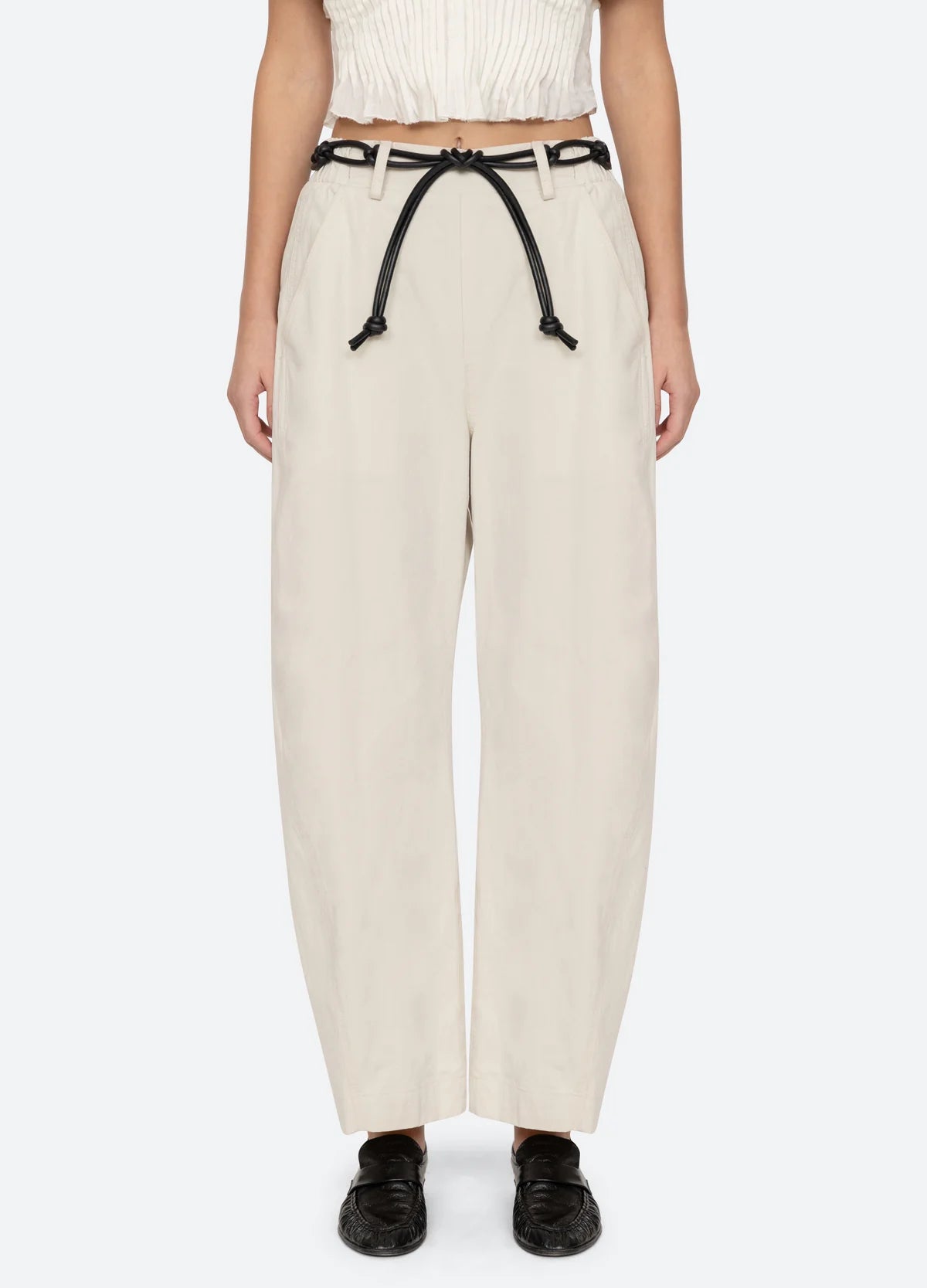Adele Women's High Waisted Oat Colored Pants - Comfortable Stretch Trousers for Work, Office & Casual Wear