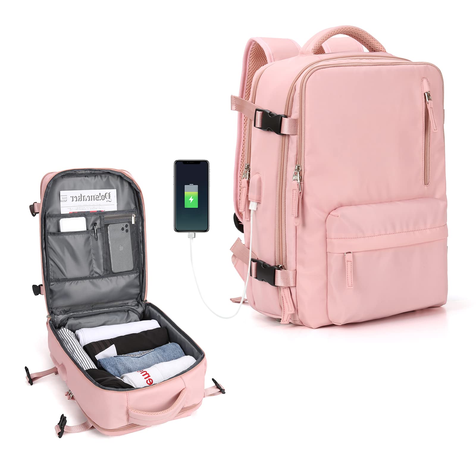 WONHOX Large Travel Backpack for Women & Men - TSA Approved Carry On Backpack with Laptop Compartment - Perfect for Business Trips, Work Commute & Airplane Travel