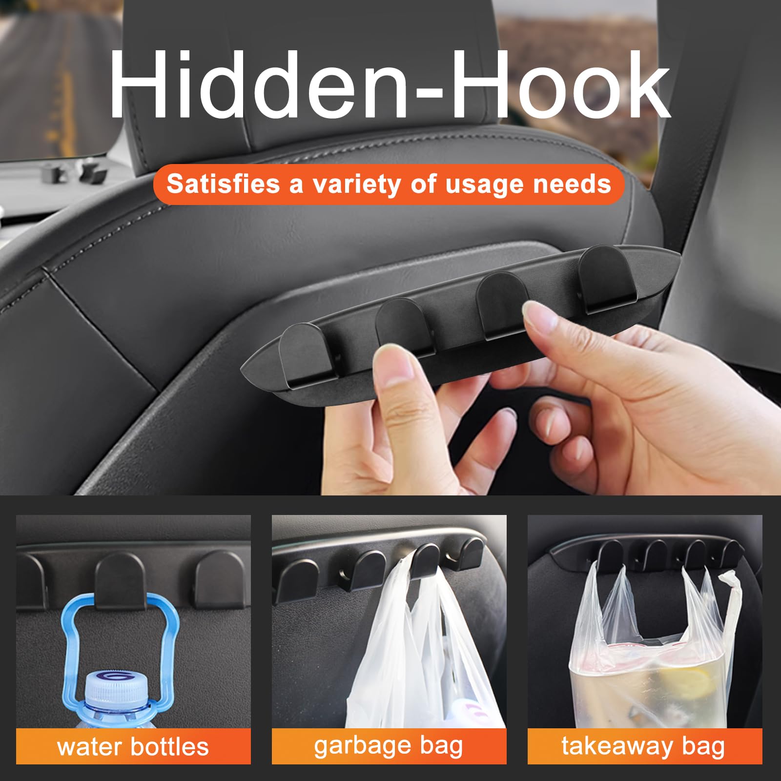 Tesla Seat Back Hooks for Model 3 & Y - 2 Pack Car Accessories for Purses, Bags & Coats - Durable Headrest Hooks Organizer - Perfect for Road Trips, Shopping & Daily Commute