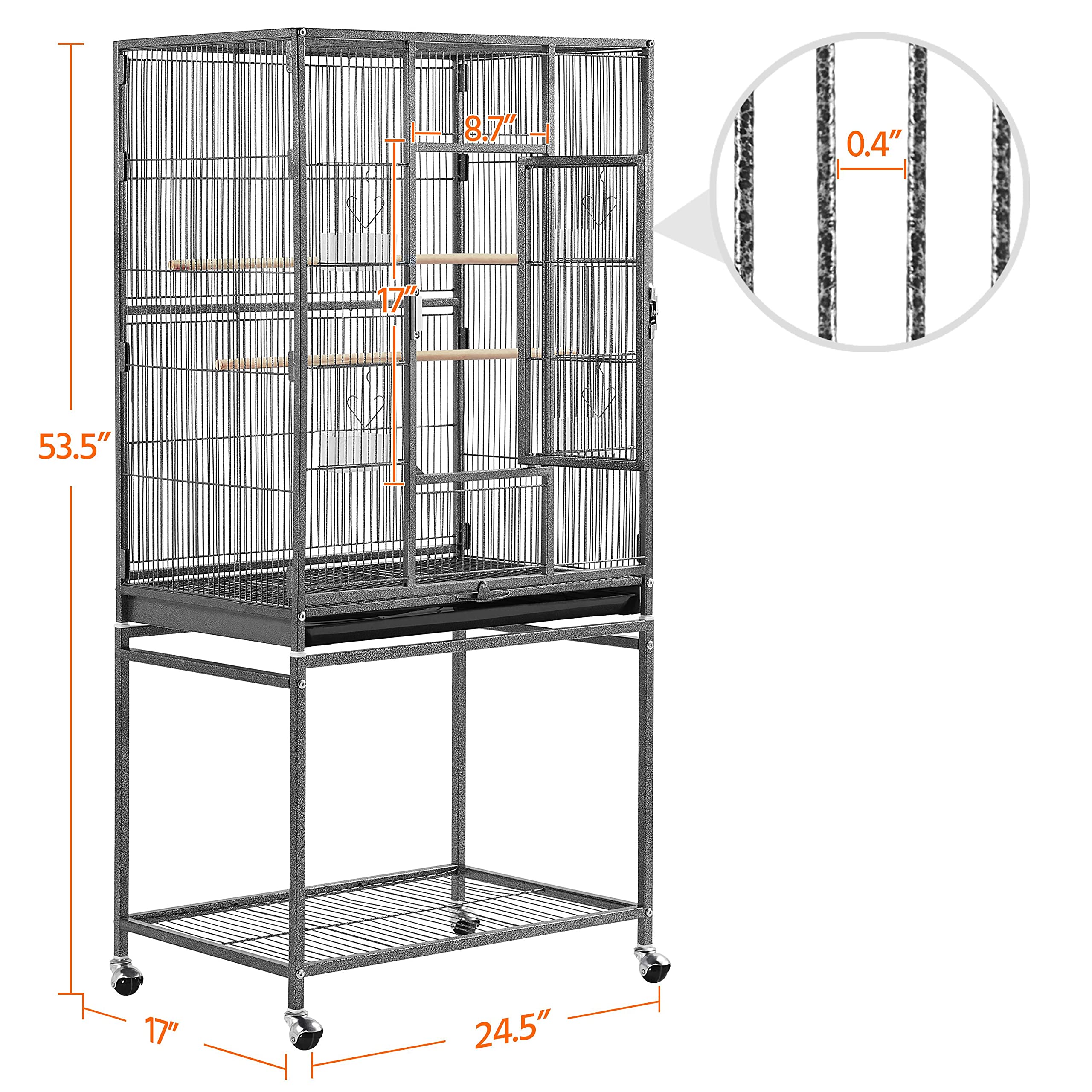 Topeakmart 53.7-inch Wrought Iron Bird Cage with Stand - Large Aviary for Parrots, Cockatiels, Conures, Parakeets, Budgies & Finches | Perfect for Home, Garden or Pet Store Display