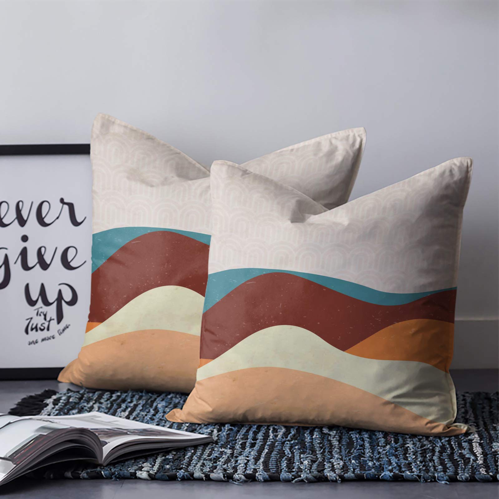 24x24 Inch Abstract Multicolor Throw Pillow Covers Set of 2 - Square Decorative Sofa Cushion Covers with Zipper for Bedroom & Living Room - Soft & Stylish Home Decor for Couches, Chairs, and Dorm Rooms