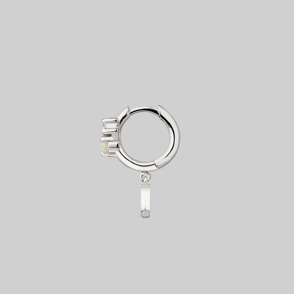 MOONLIGHT Sterling Silver Opal Moon Clicker Hoop Earrings for Women - Perfect for Parties, Weddings & Everyday Wear