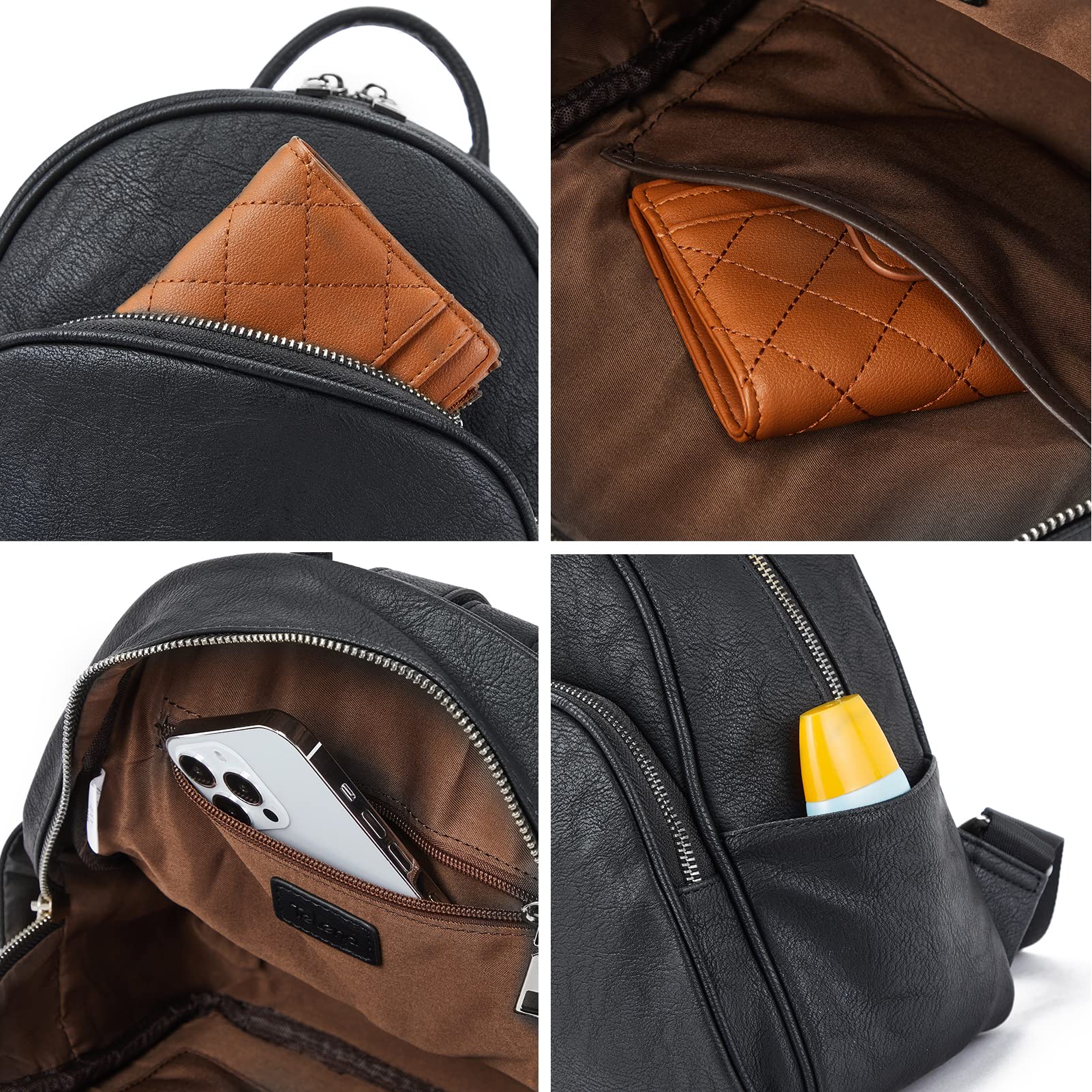 Telena Small Leather Backpack Purse for Women & Girls - Cute Mini Travel Shoulder Bag for School, Work, Gym & Everyday Use
