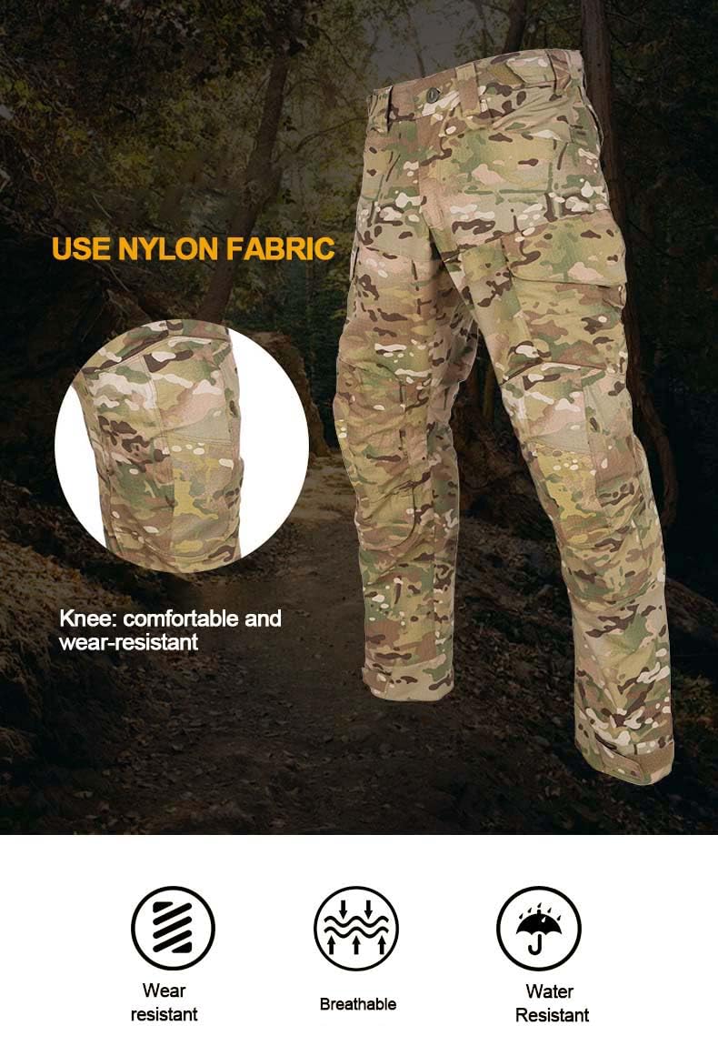 OCANXUE Men's Tactical Cargo Pants - Waterproof Camo Combat Pants for Hiking, Hunting, Paintball & Airsoft - Durable Outdoor Work Pants with Multiple Pockets - Perfect for Military, Tactical Training & Outdoor Adventures