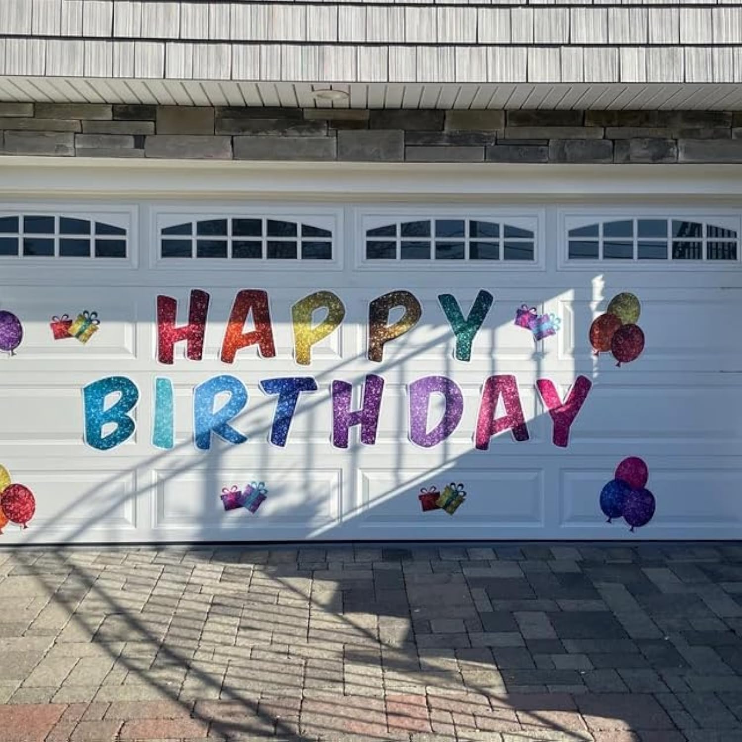 VictoryStore Jumbo Happy Birthday Garage Magnet - Rainbow Sparkle Print Large Birthday Decor for Indoor & Outdoor Use - Perfect for Garage Doors, Fridge, Parties & Celebrations