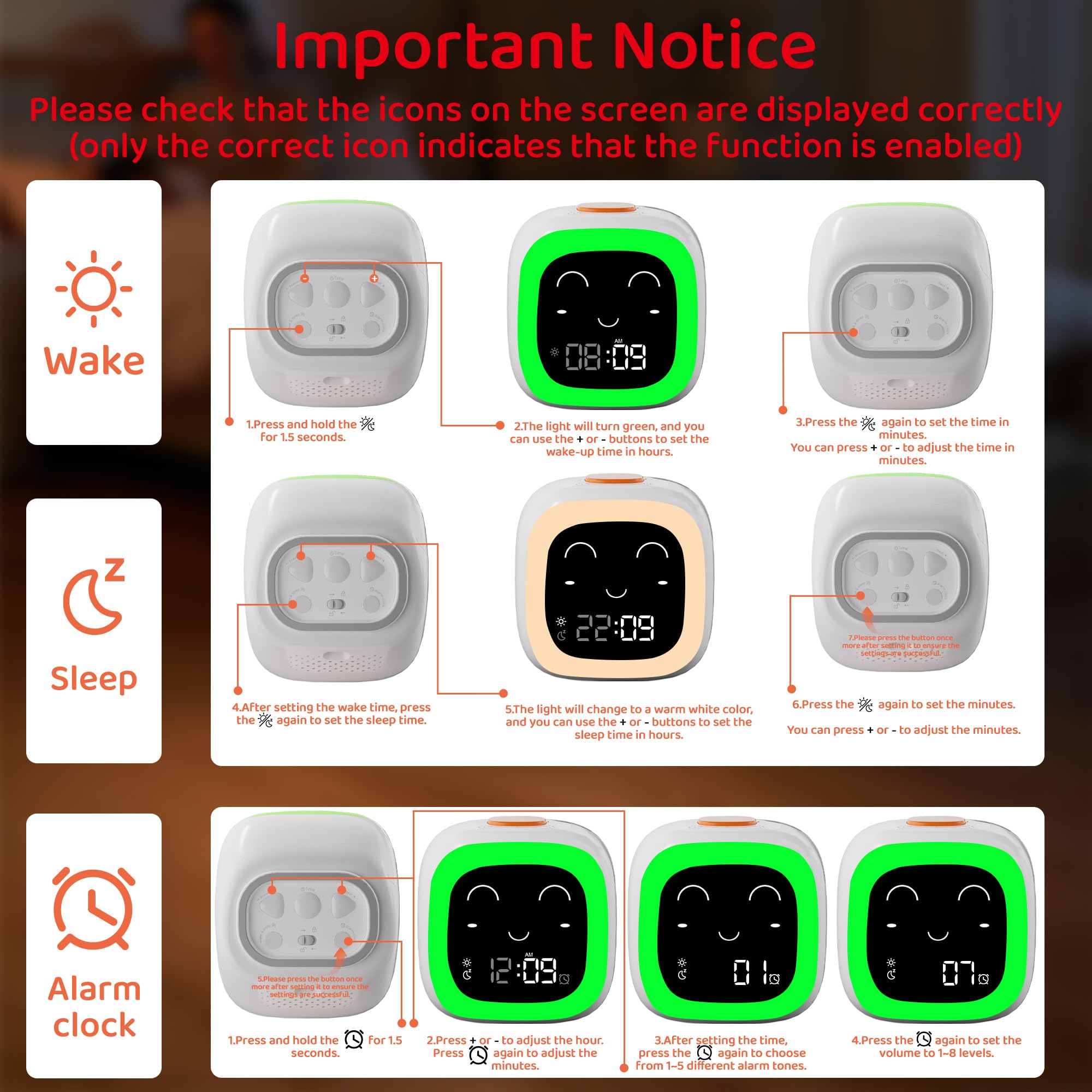ANTOKING Kids Alarm Clock - Sleep Training Clock for Toddlers with Night Light & Sound Machine, Ok to Wake Clock for Boys and Girls, Nap Timer with Snooze Function | Perfect for Bedrooms, Nursery Rooms, and Daycare Centers