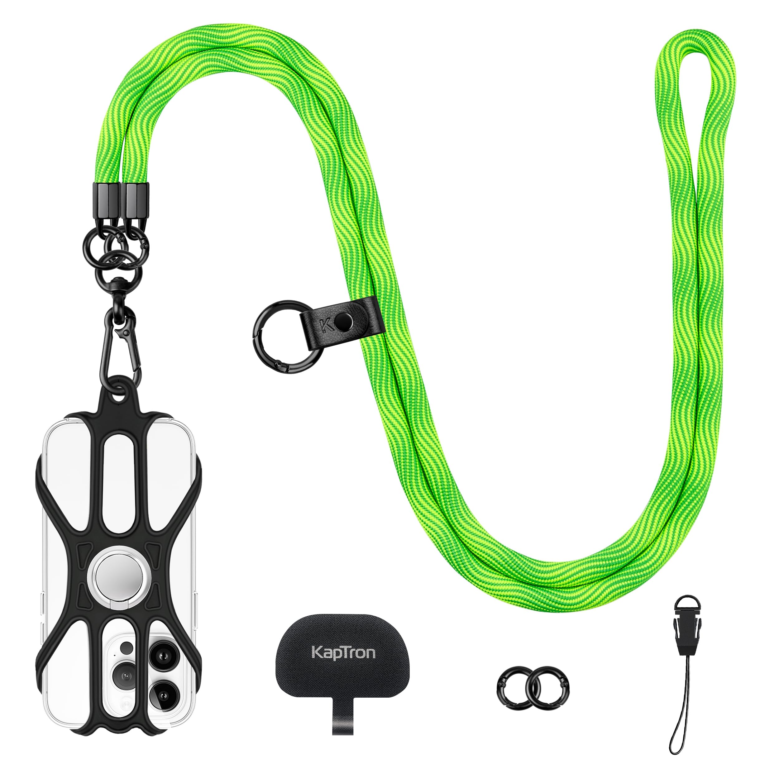 Kaptron Adjustable Crossbody Phone Lanyard with Silicone Holder - Universal Phone Strap for iPhone, Samsung & Smartphones - Perfect for Travel, Work, Concerts & Outdoor Activities