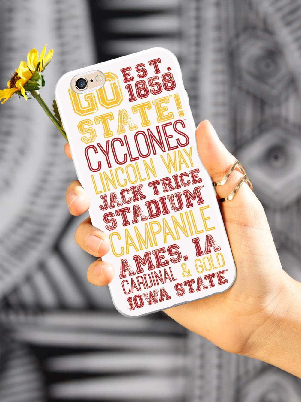 3D Textured Iowa State University Subway Art iPhone 15 Pro Max Case - Shockproof Rubber Bumper Cover - Protective Phone Case for Apple iPhone 15 Pro Max (White) - Perfect for School, Work & Daily Use