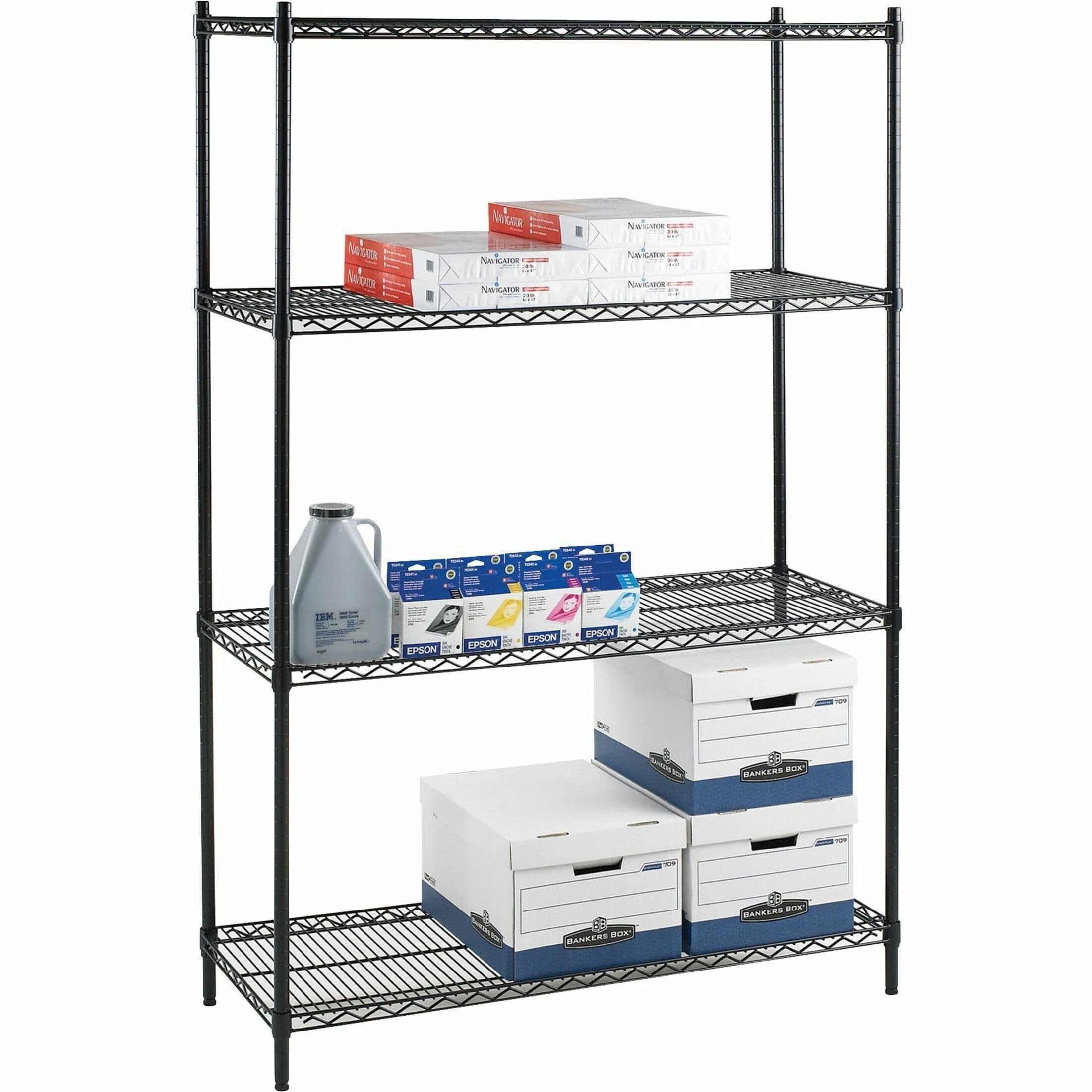 Lorell Starter Shelving Unit - Black Metal Storage Shelf for Home, Office & Garage Organization | Heavy Duty Rack for Books, Tools & Supplies
