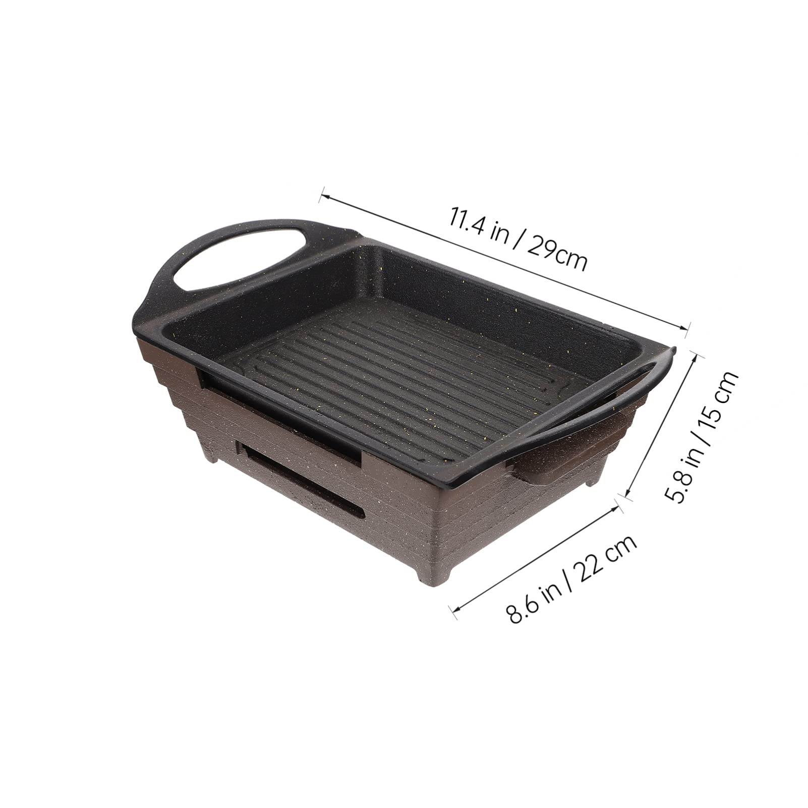 Hemoton Nonstick Cast Iron Skillet - Portable BBQ Grill Pan for Camping & Steak Cooking