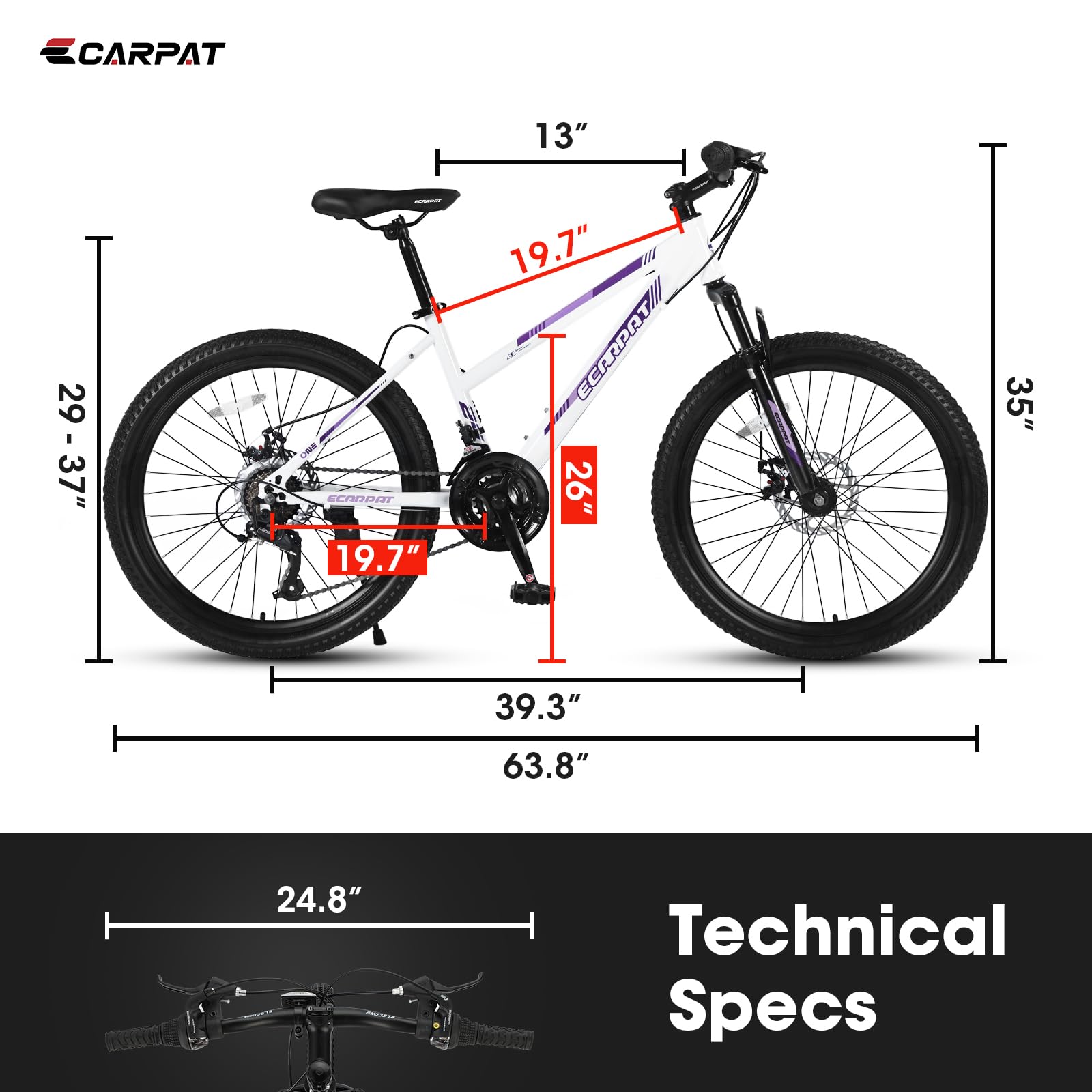 **24/26/27.5 Inch Women's & Girls' Mountain Bike - 21-Speed Commuter Bike for Ages 10+ | Perfect for School, Work, Daily Commuting & Snow Riding | Great Birthday & New Year Gift**