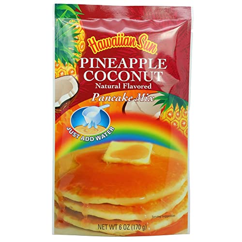 Hawaiian Sun Pineapple Coconut Pancake Mix - 6 oz (Pack of 12) | Tropical Breakfast Pancake Mix for Fluffy Pancakes, Waffles & Crepes - Perfect for Brunch, Family Gatherings & Vacation Breakfasts