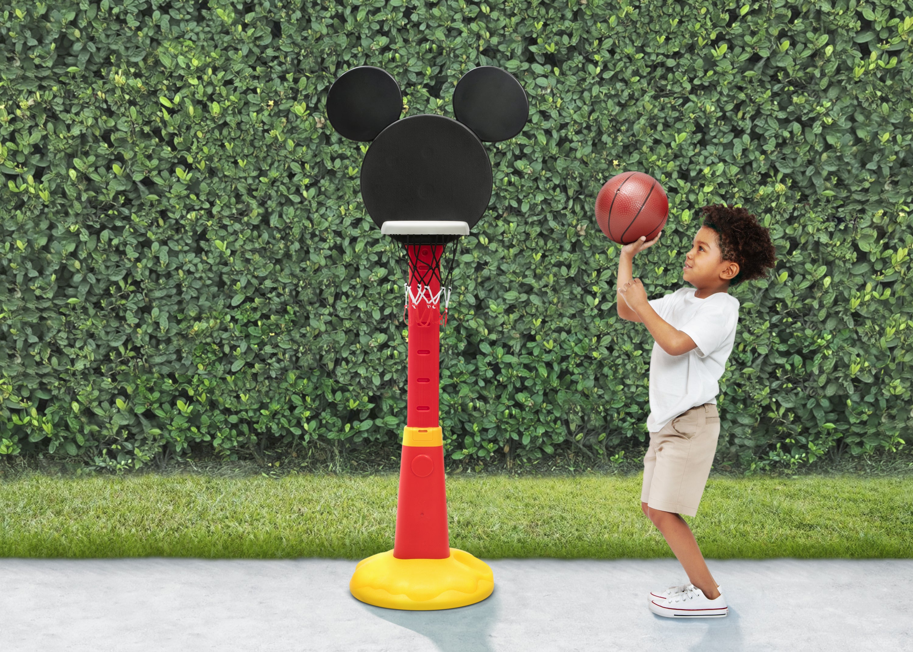 Mickey Mouse Plastic Basketball Set for Kids - Disney Toy Basketball Hoop with Ball - Fun Indoor & Outdoor Play for Toddlers and Children